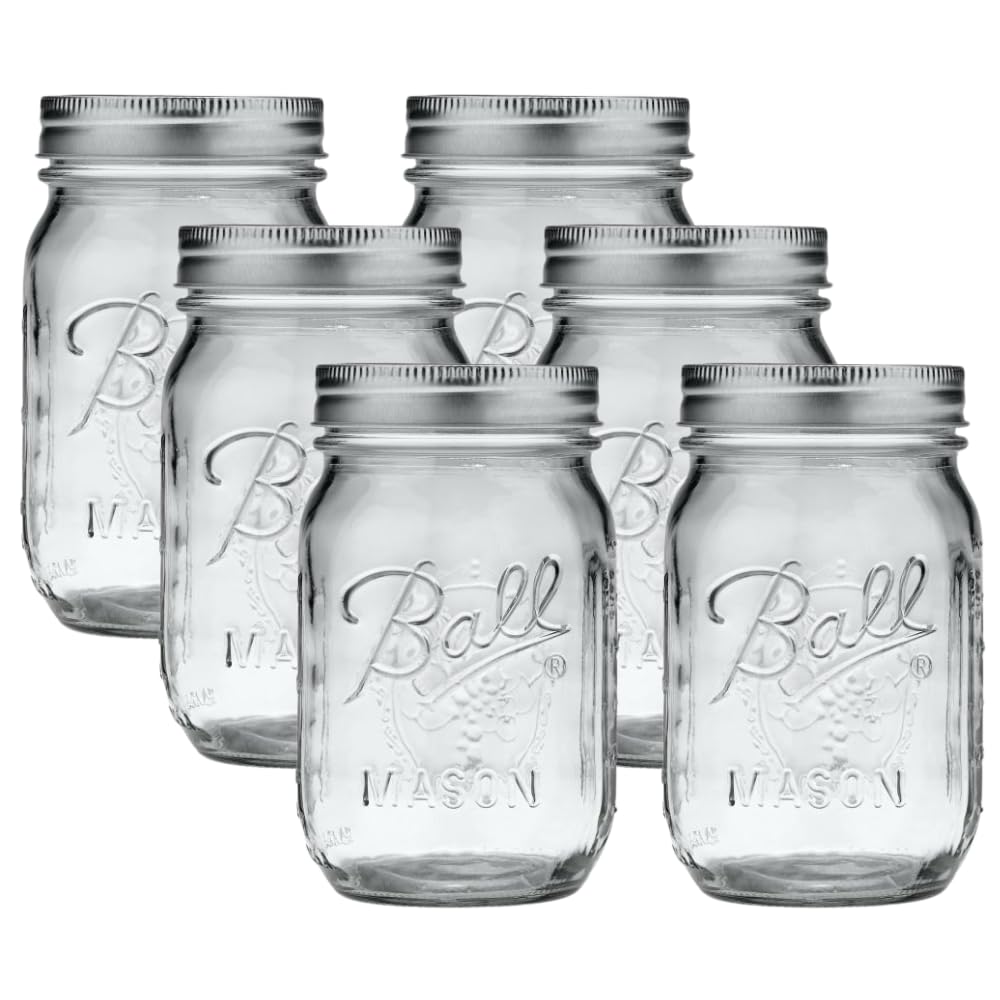 Ball Wide Mouth Pint 16-Ounce Glass Mason Jar with Lids and Bands, 12-Count