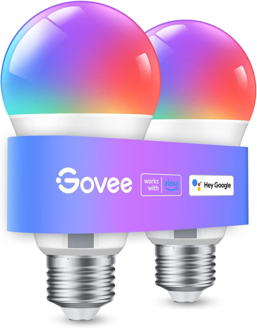 Govee Smart Light Bulbs, Color Changing Light Bulb, Work with Alexa and Google Assistant, 16 Million Colors RGBWW, WiFi & Bluetooth LED Light Bulbs, Music Sync, A19, 800 Lumens, 4 Pack