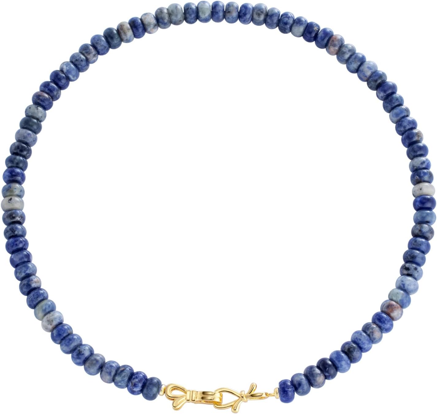 Rainbow Colorful Gemstone Beaded Choker Necklace for Women 14K Gold Bow Birthstone Beads Chokers 18inches