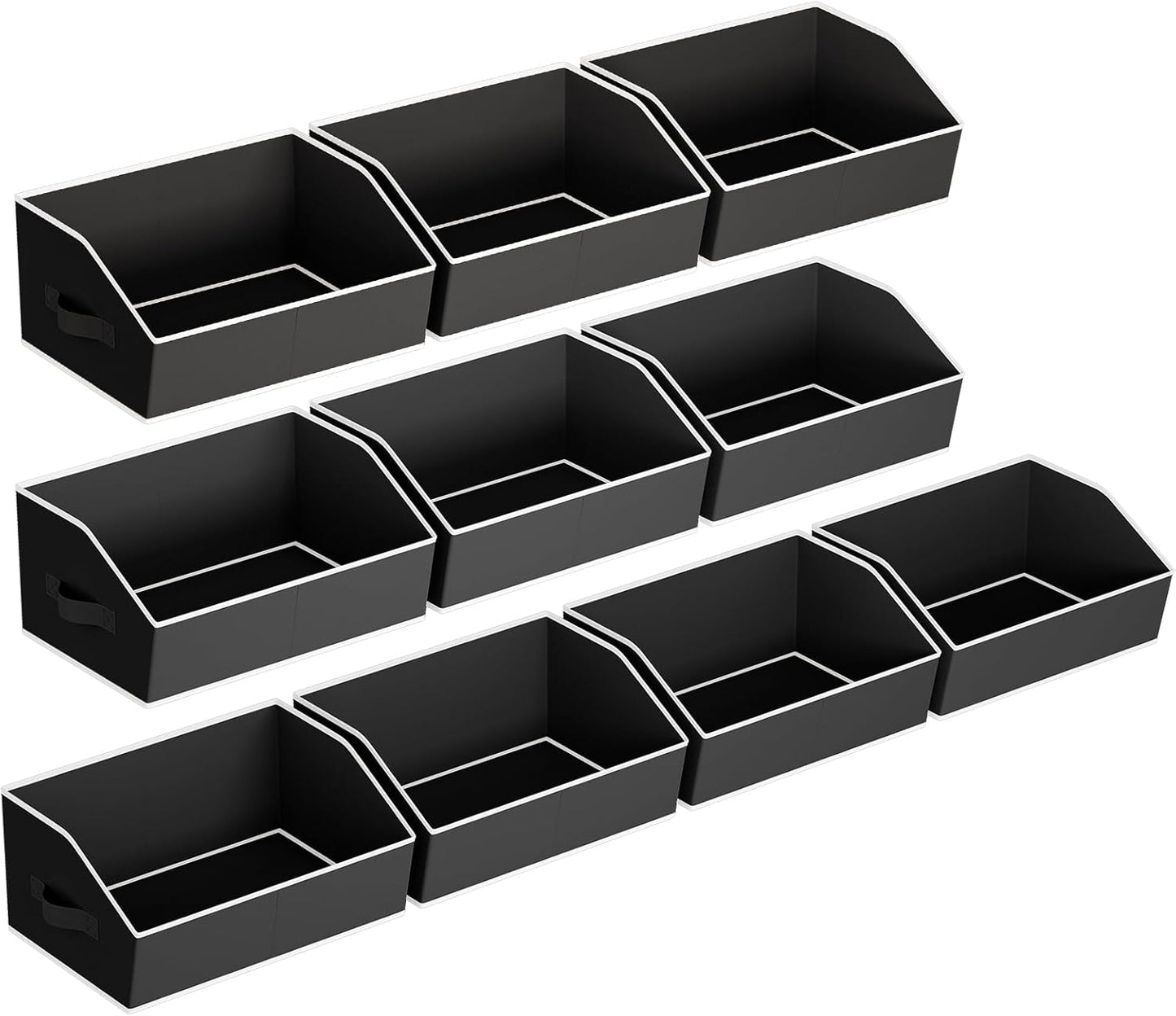 Closet Organizers Bins 6 Packs - Large Closet Shelf Organizer with Handles, Fabric Trapezoid Storage Bins, Collapsible Storage Cubes for Clothes, Towels, Light Gray
