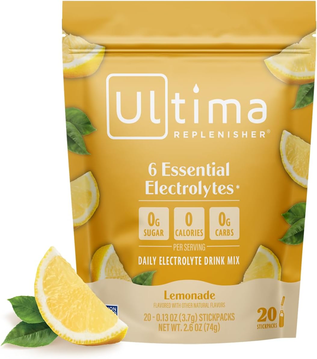 Ultima Replenisher Daily Electrolyte Powder – Original Variety Pack, 20 Stickpacks – Zero Sugar Hydration Packets with 6 Electrolytes and Minerals – Sugar Free, Plant Based & Keto Friendly Drink Mix