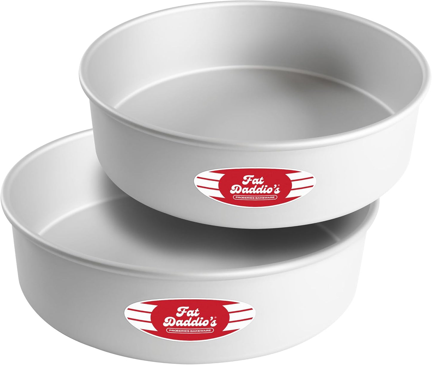Fat Daddio's Anodized Aluminum Round Cake Pans, 2 Piece Set, 8 x 2 Inch
