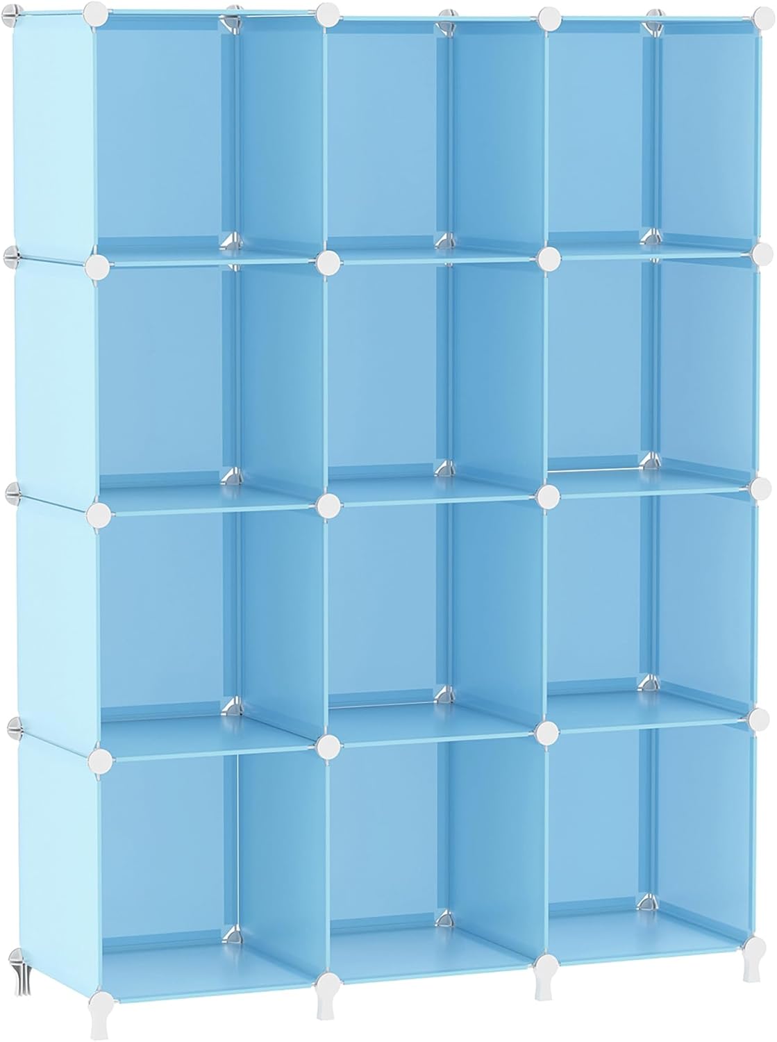 AWTATOS Cube Storage Organizer Storage 12 Cube Bookshelf DIY Plastic Closet Clothes Storage Shelves with Wooden Mallet, Stackable Storage Solution for Home, Bedroom, White