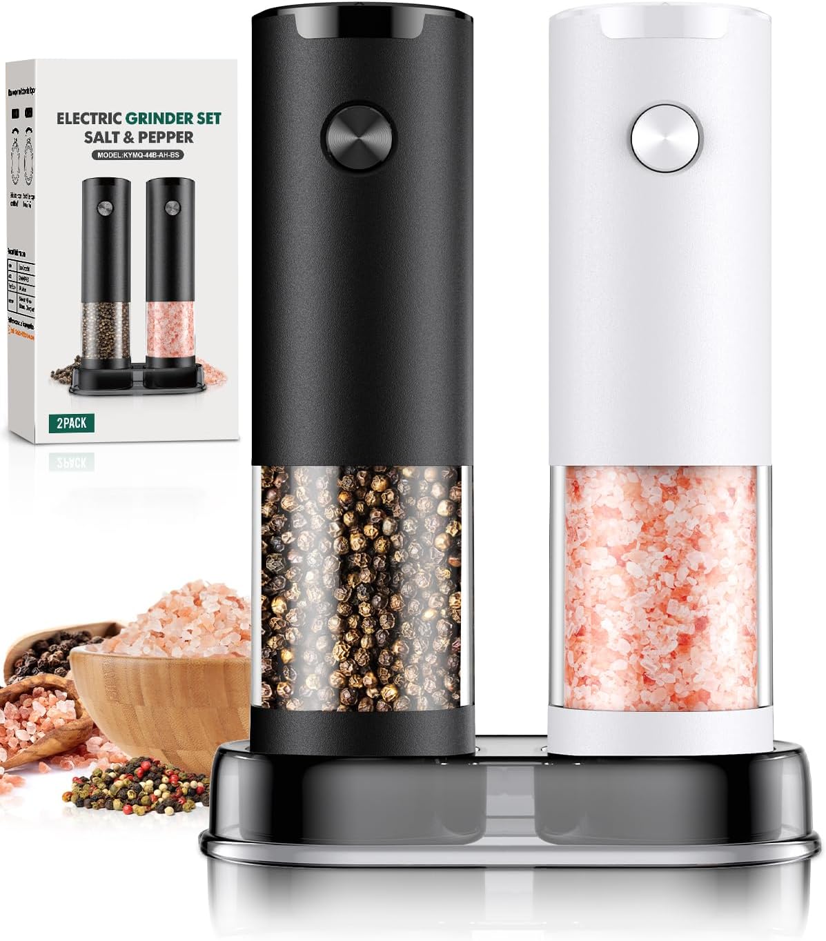 Electric Salt and Pepper Grinder Set Automatic Battery Pepper Mill Shakers Adjustable Coarseness Upgraded Larger Capacity with Led Home and Kitchen Appliances Birthday Gifts for Women Mom