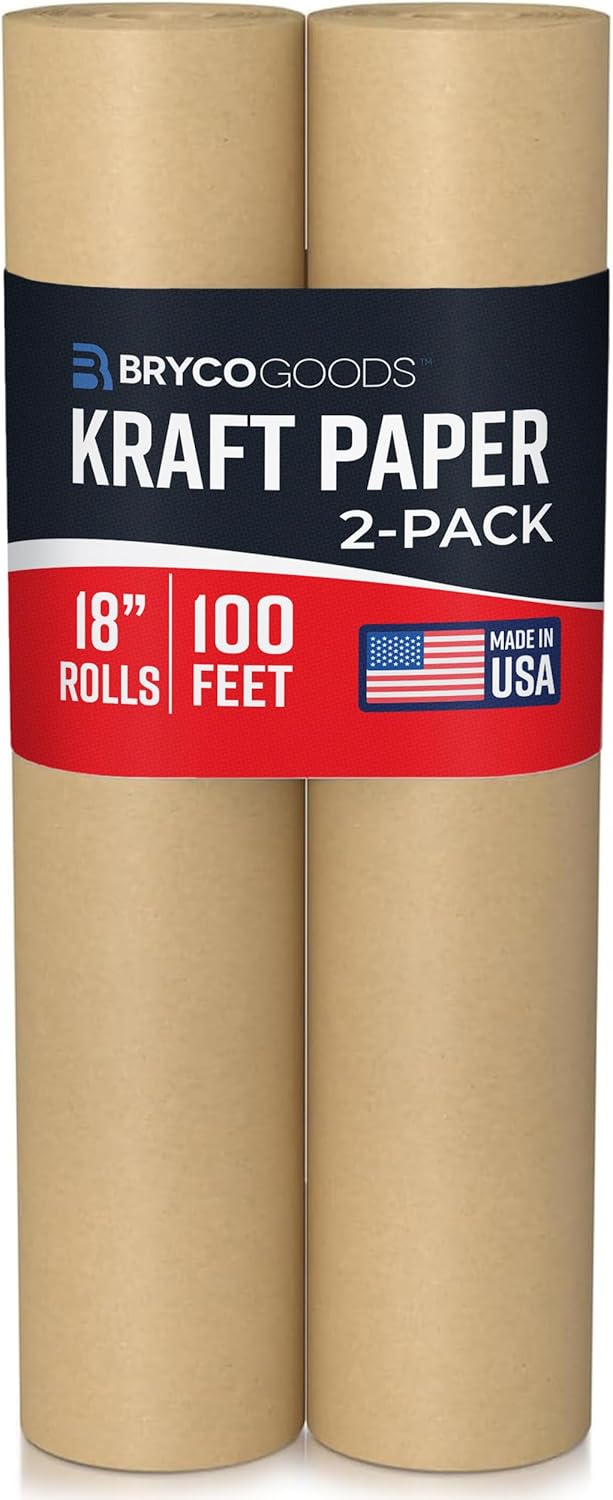 Large Brown Kraft Paper Roll - 36" x 1200" (100 ft) - Made in USA - Ideal for Gift Wrapping, Packing, Moving, Postal, Shipping, Parcel, Wall Art, Crafts, Bulletin Boards, Floor Cover or Table Runner