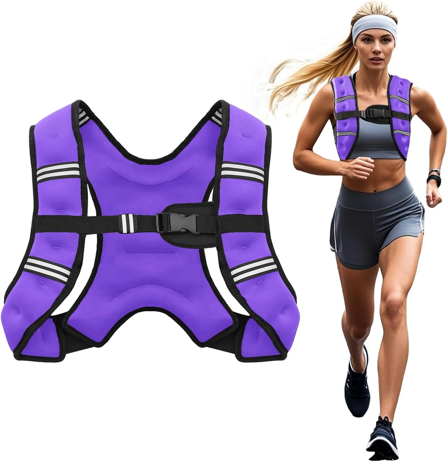 Weighted Vest, 6lb/8lb/10lb/12lb/16lb/20lb/25lb/30lb Weight Vest for Men Women, Body Weight Vests Adjustable with Reflective Stripe for Strength Training, Running, Workout, Jogging, Walking