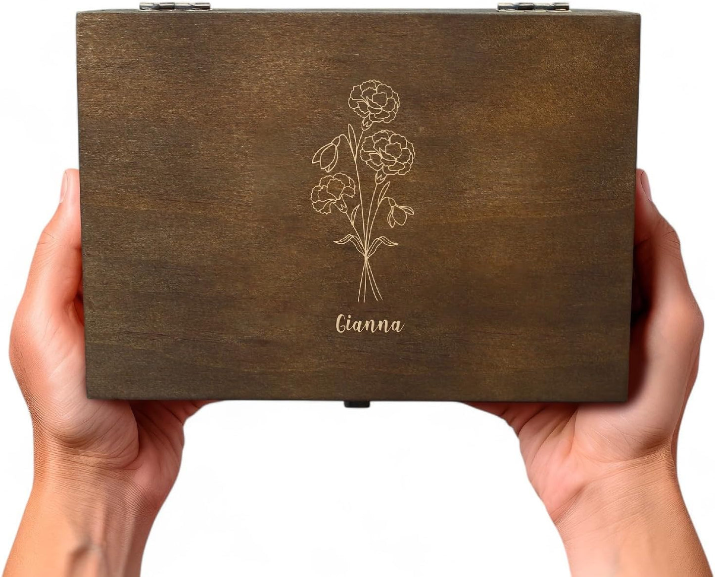 Personalized Wooden Keepsake Box - Custom Memory Box for Photos Jewelry Letters Rustic Memento Storage Box for Wedding, Anniversary, Birthday, Graduation & Retirement Gifts