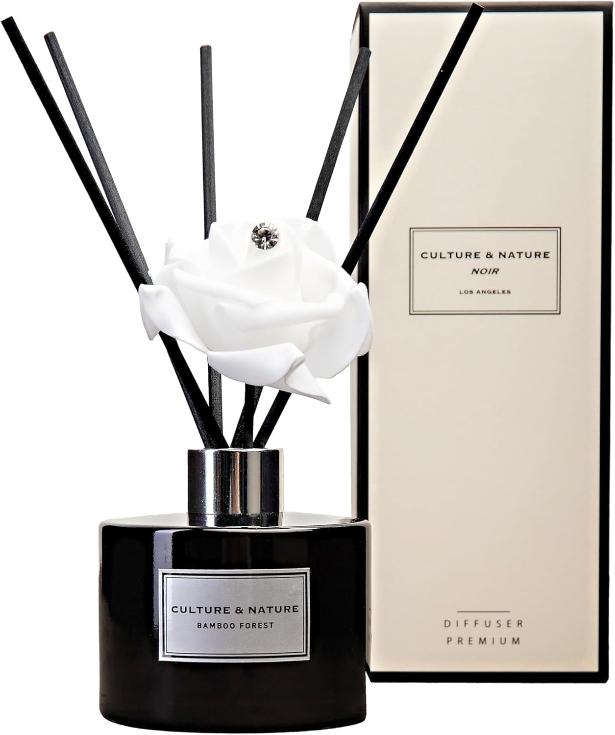 CULTURE & NATURE Reed Diffuser Set 6.7oz (200ml) Black Cherry Scented Diffuser with Sticks Home Fragrance Reed Diffuser for Bathroom Shelf Decor