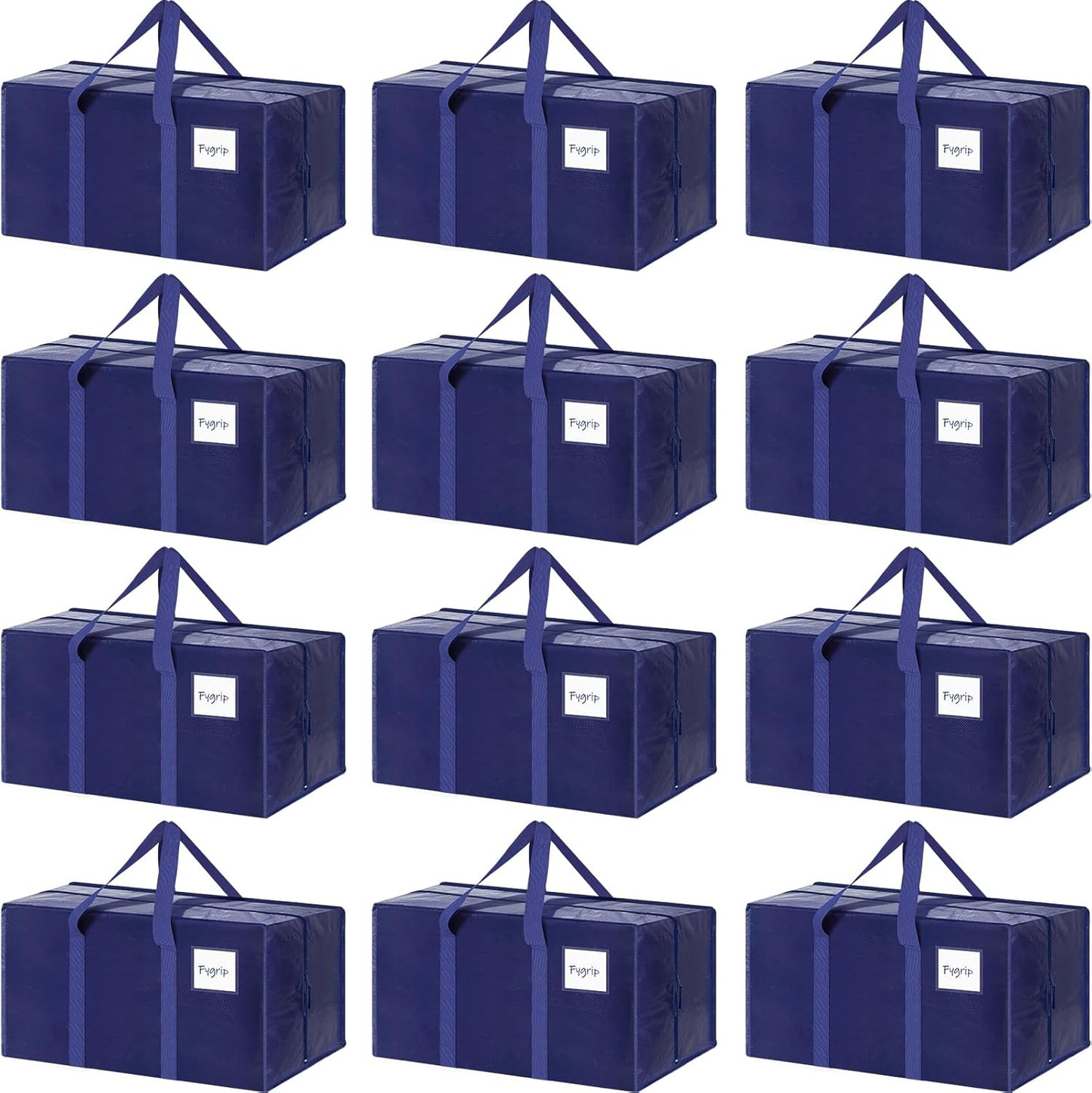 6 Pack Extra Heavy Duty Large Moving Bags with Strong Zipper & Comfortable Handles, Sturdy & Durable Clothes Storage Bags Totes Bins, Blue Packing Moving Boxes for College Supplies, Dark Blue