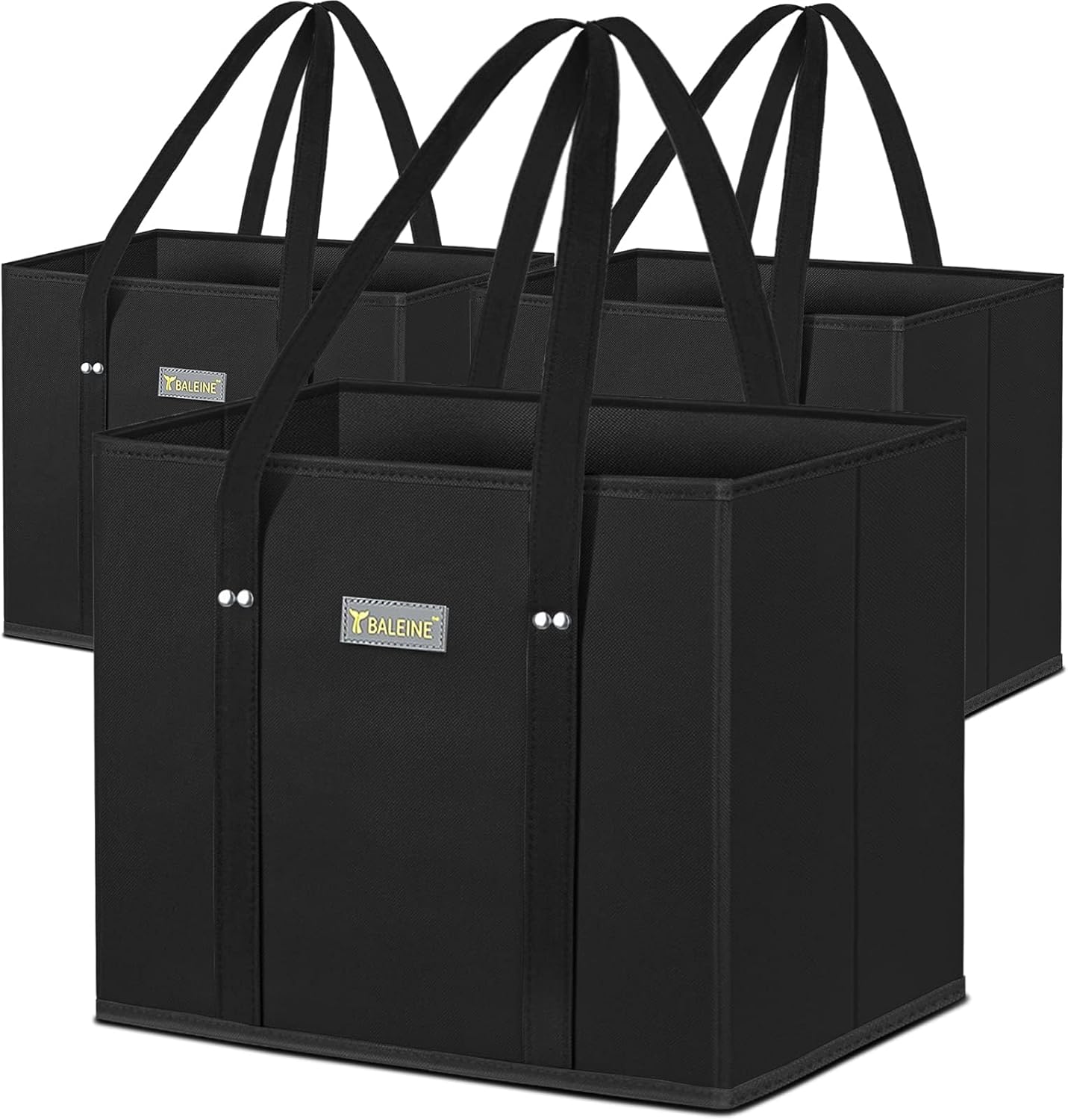 BALEINE 3Pk Reusable Grocery Bags, Foldable Shopping Bags for Groceries with Reinforced Bottom & Handles (Blossom Season)