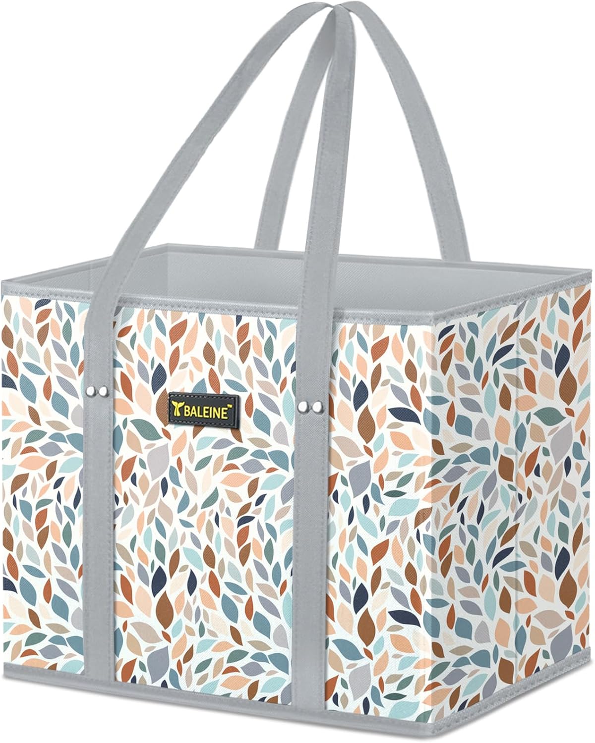 BALEINE 3Pk Reusable Grocery Bags, Foldable Shopping Bags for Groceries with Reinforced Bottom & Handles (Blossom Season)