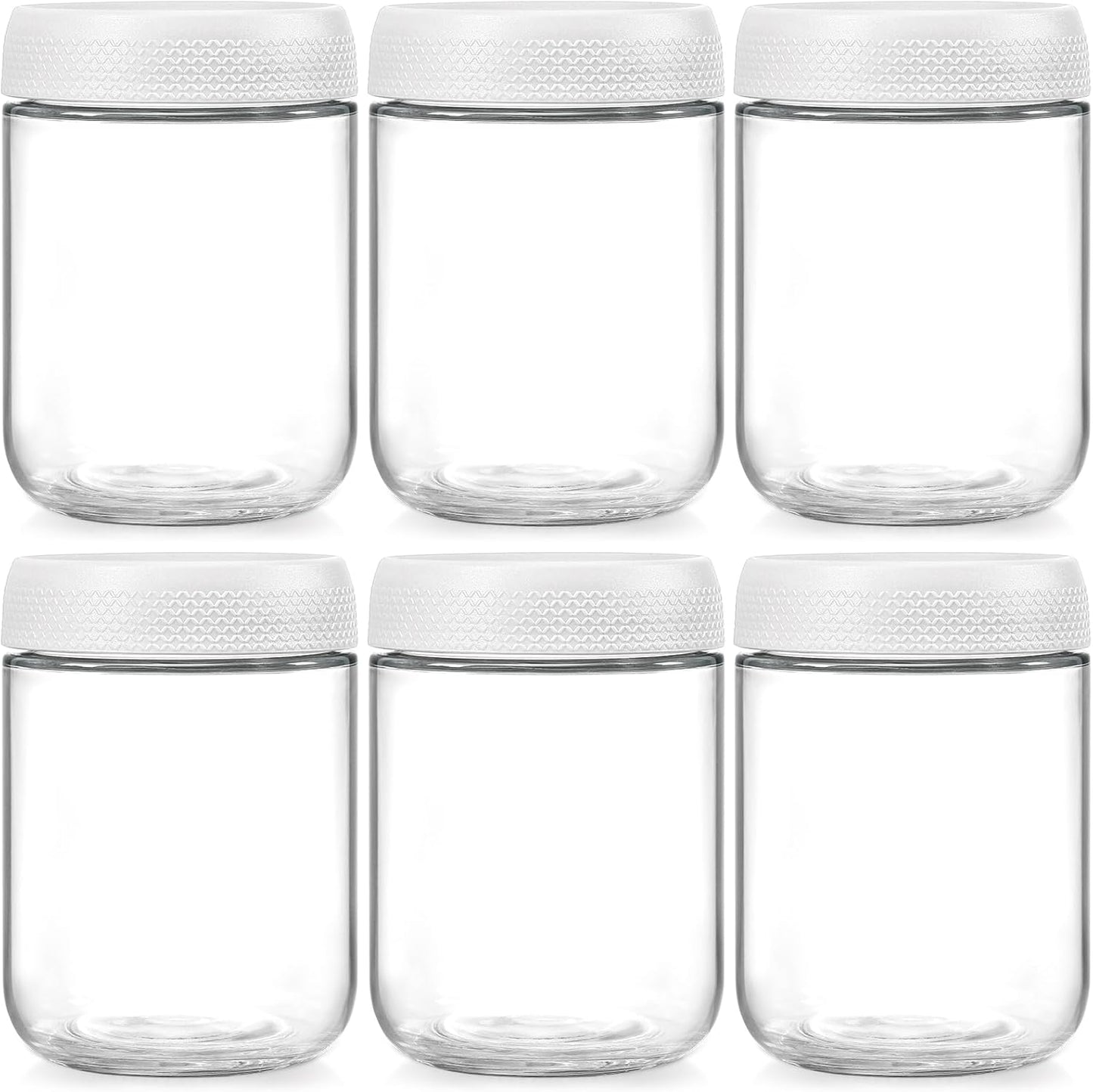 NETANY 6-pack 16 oz Overnight Oats Containers with Lids, Glass jars with Airtight Lids, Wide mouth Mason Salad jars, Glass Food Storage Containers for Snacks Yogurt Spice Sugar