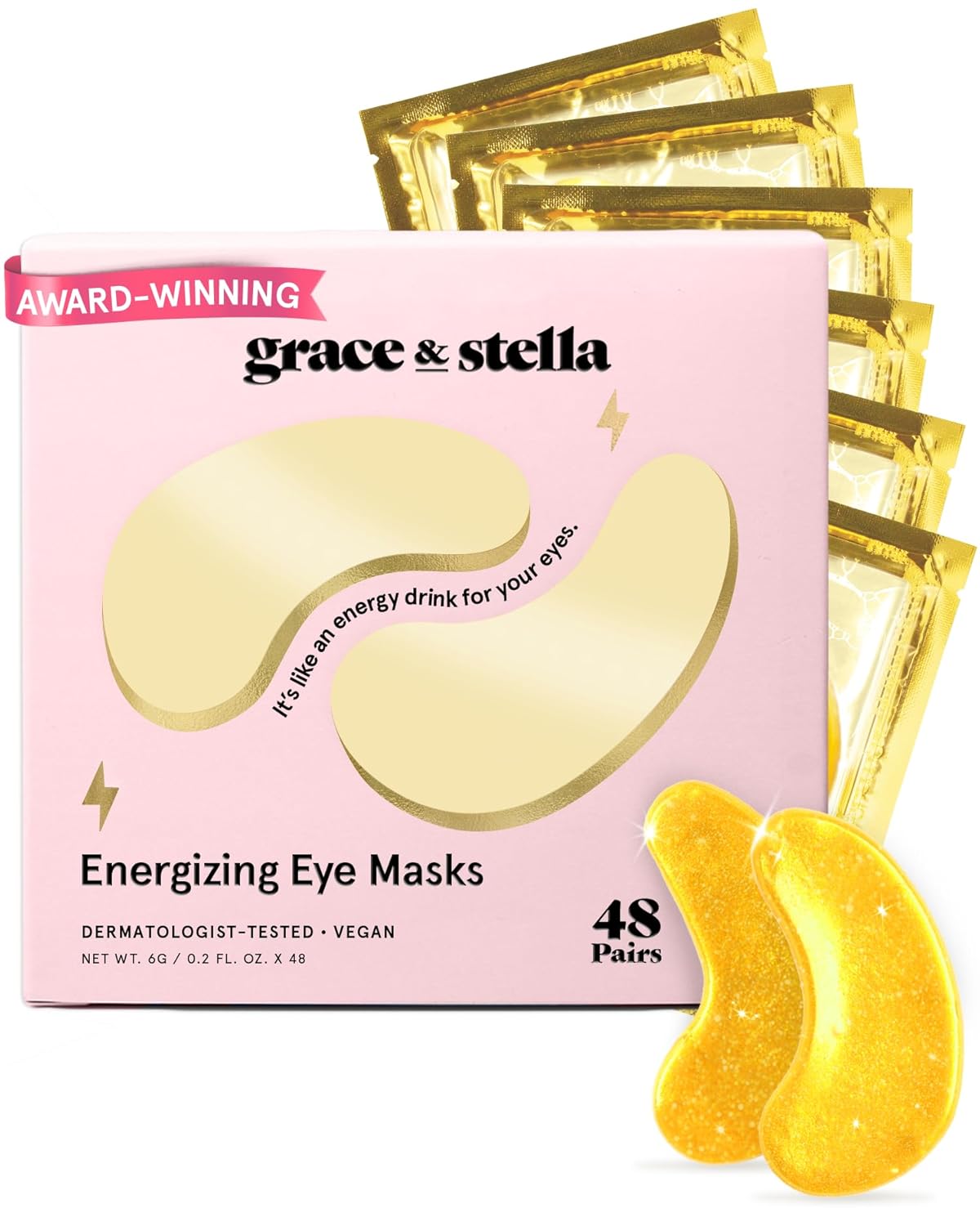 grace & stella Award Winning Under Eye Mask - Birthday Gifts for Women - Gel Eye Patches for Dark Circles, Puffy Eyes, Undereye Bags - Gifts for Mom - Travel Essentials - Vegan (24 Pairs, Gold)
