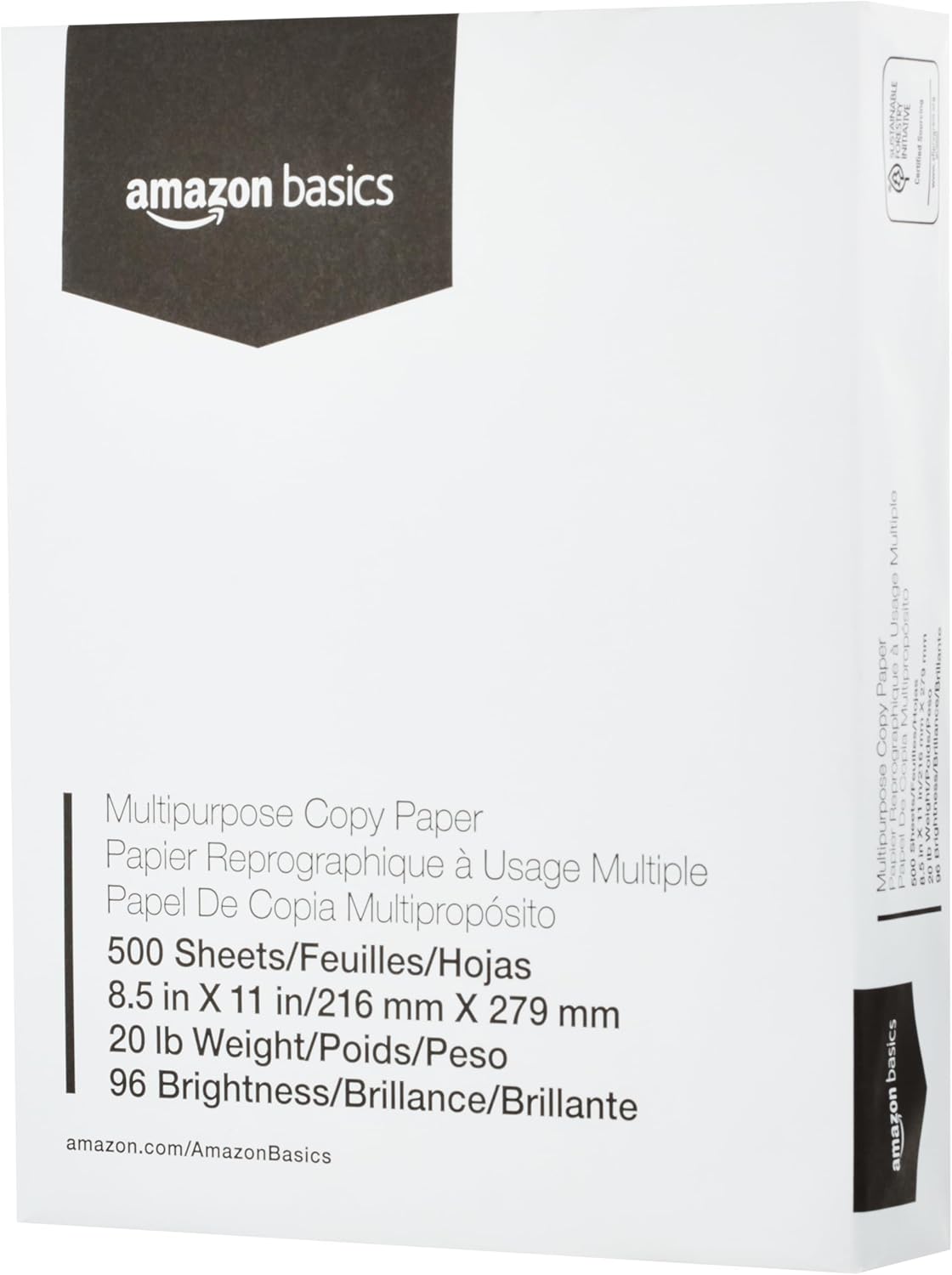 Amazon Basics Multipurpose Copy Printer Paper, 8.5 x 11 Inches, 24 lb Weight, 97 Bright White, 1500 Sheets (3 Packs of 500), for Inkjet and Laser