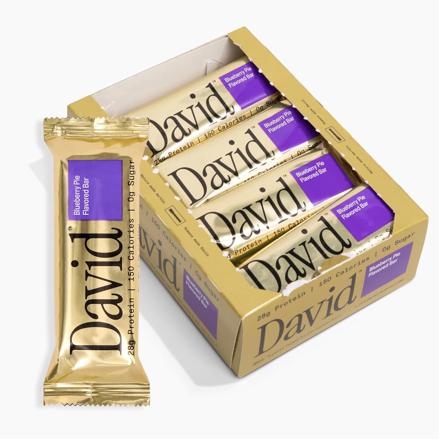 David High Protein Bars - 0g of Sugar, Low Carb, Gluten Free - 28g of Protein, 150 Calories - On-The-Go Snack - Peanut Butter Chocolate Chunk Flavor, Pack of 12
