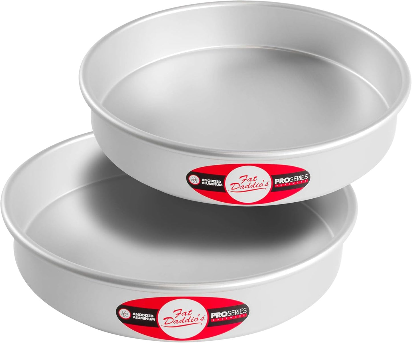 Fat Daddio's Anodized Aluminum Round Cake Pans, 2 Piece Set, 8 x 2 Inch