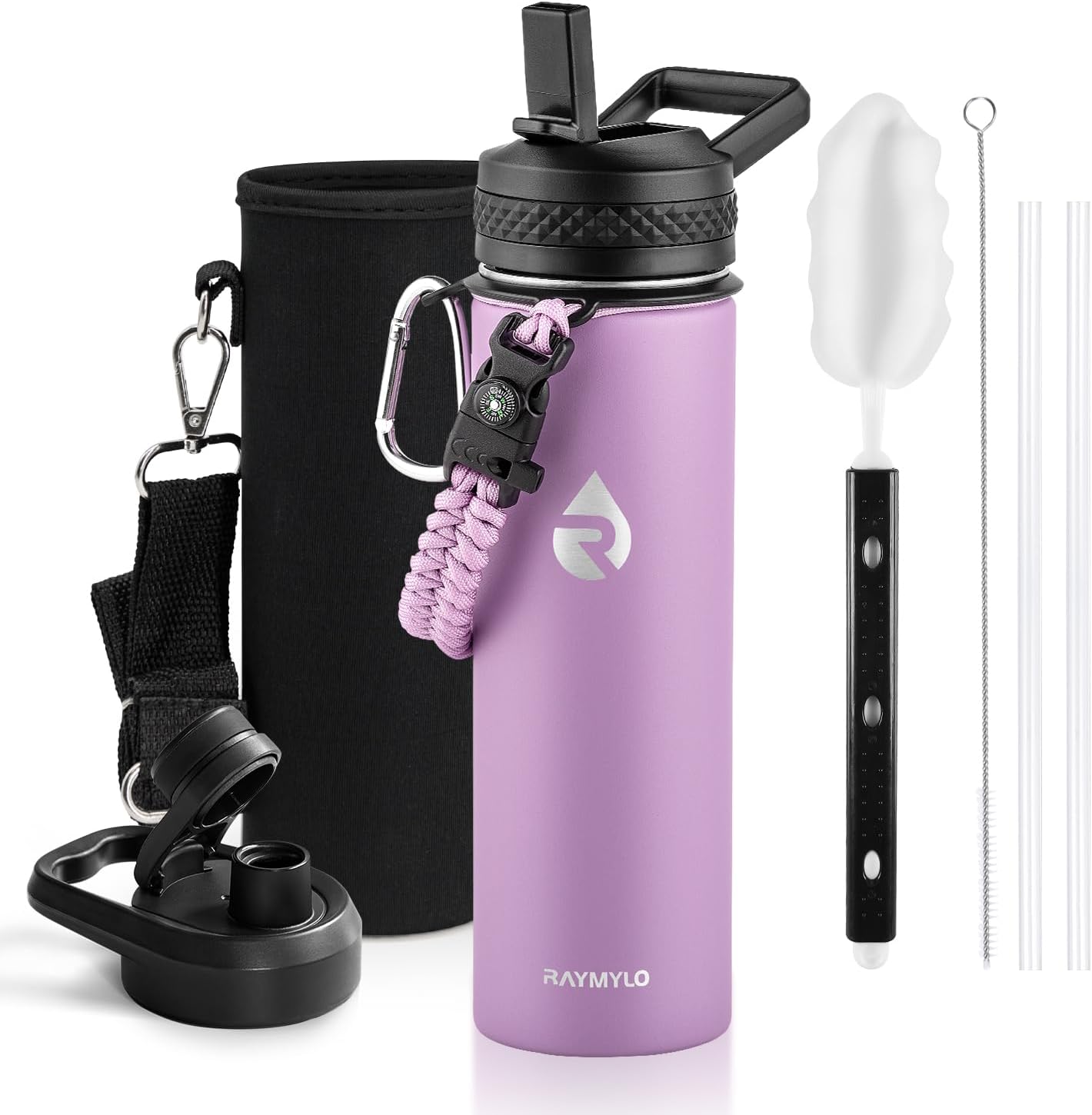 One Gallon Water Bottle Insulated, Triple Walled Vacuum Stainless Steel (Cold for 48 Hrs), Leak Proof & Non-BPA, Large Water Flask Jug with Paracord Handle & Straw Spout Lids