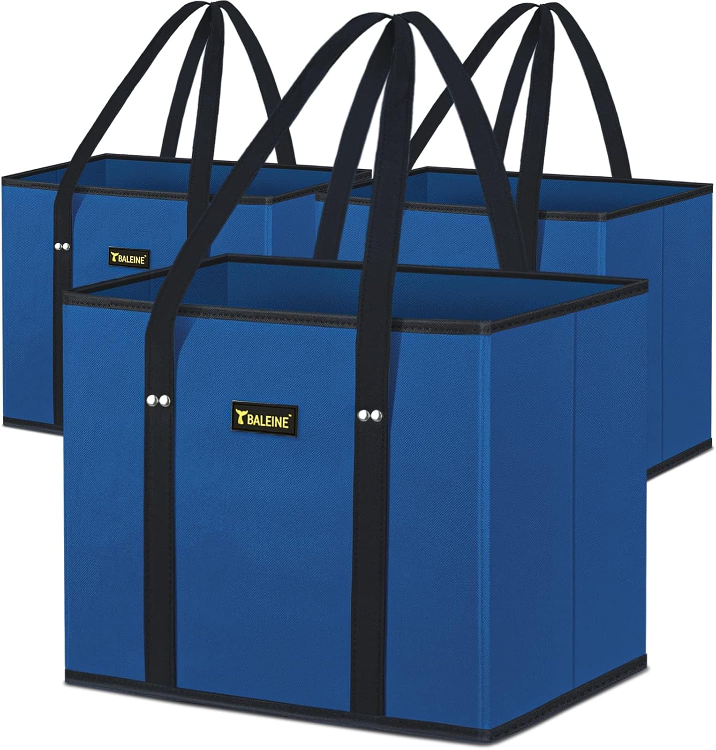 BALEINE 3Pk Reusable Grocery Bags, Foldable Shopping Bags for Groceries with Reinforced Bottom & Handles (Blossom Season)