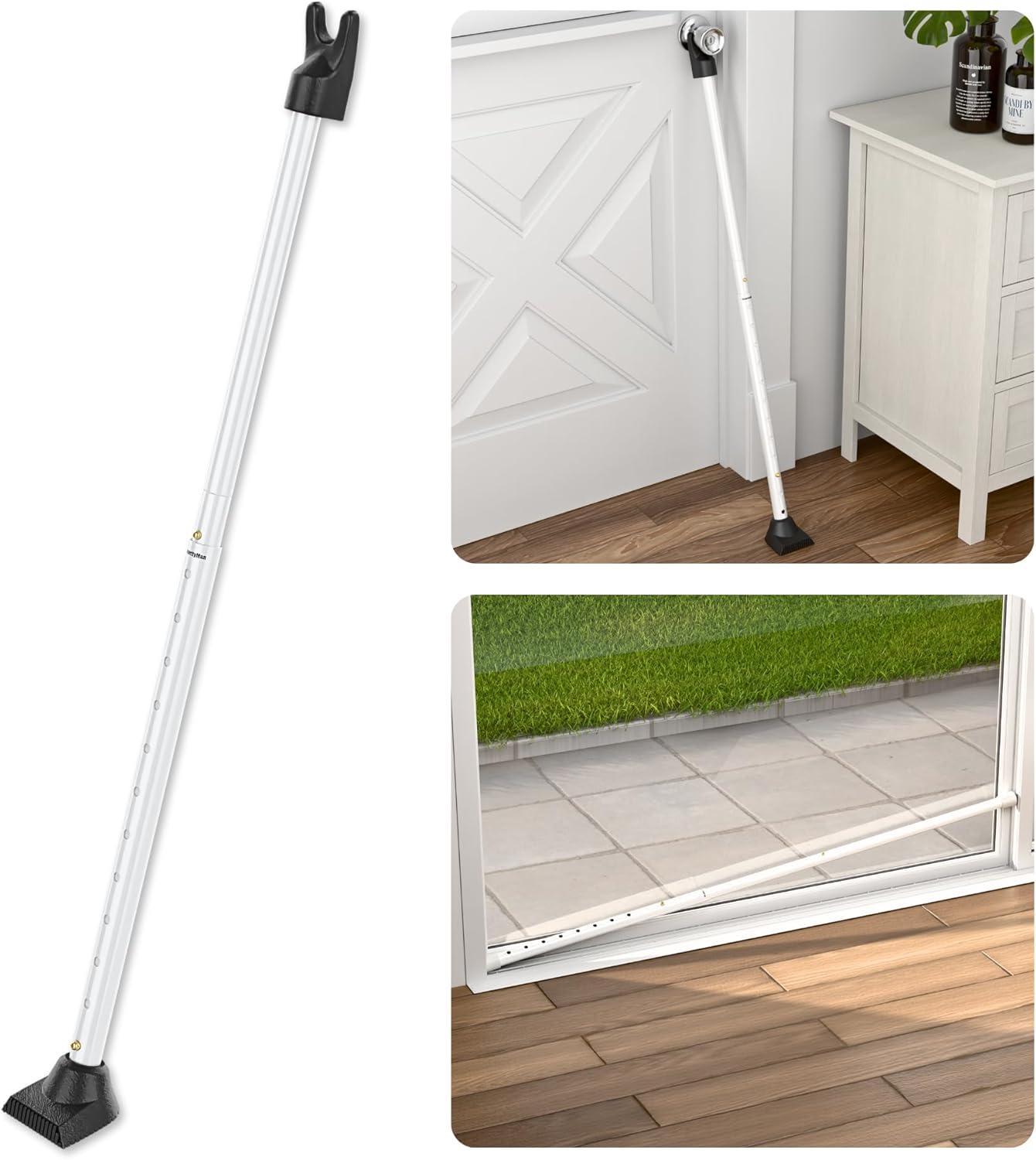 SECURITYMAN 2-in-1 Door Security Bar & Sliding Patio Door Security Bar (2 Pack) via Interchangeable Caps - Heavy Duty Iron Construction Door Stoppers Lock for Home, Apartment, Travel Hotel - Black