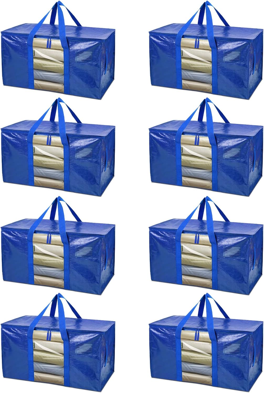 BALEINE 6-Pack Oversized Moving Bags with Reinforced Handles, Heavy-Duty Storage Tote for Clothes, Moving Supplies (Clear, 6-Pack)