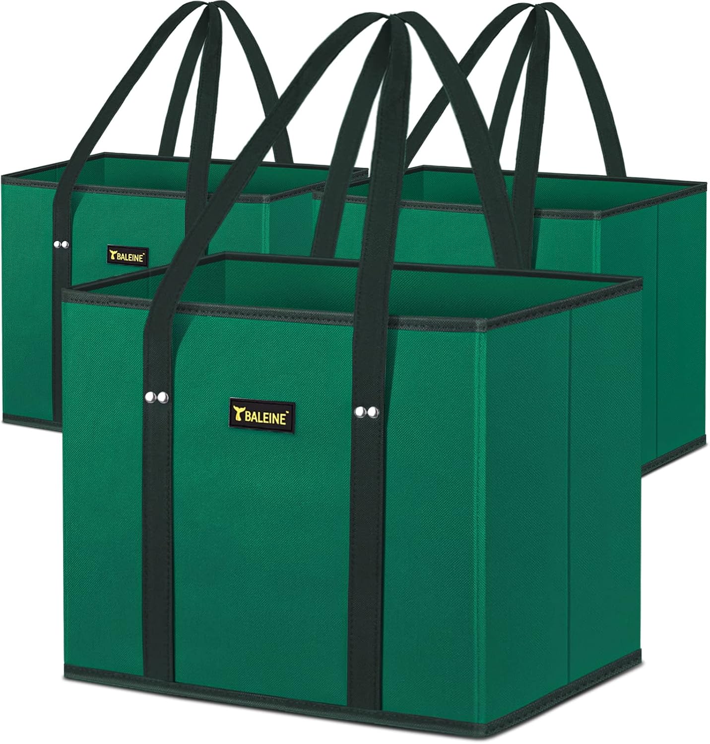 BALEINE 3Pk Reusable Grocery Bags, Foldable Shopping Bags for Groceries with Reinforced Bottom & Handles (Blossom Season)