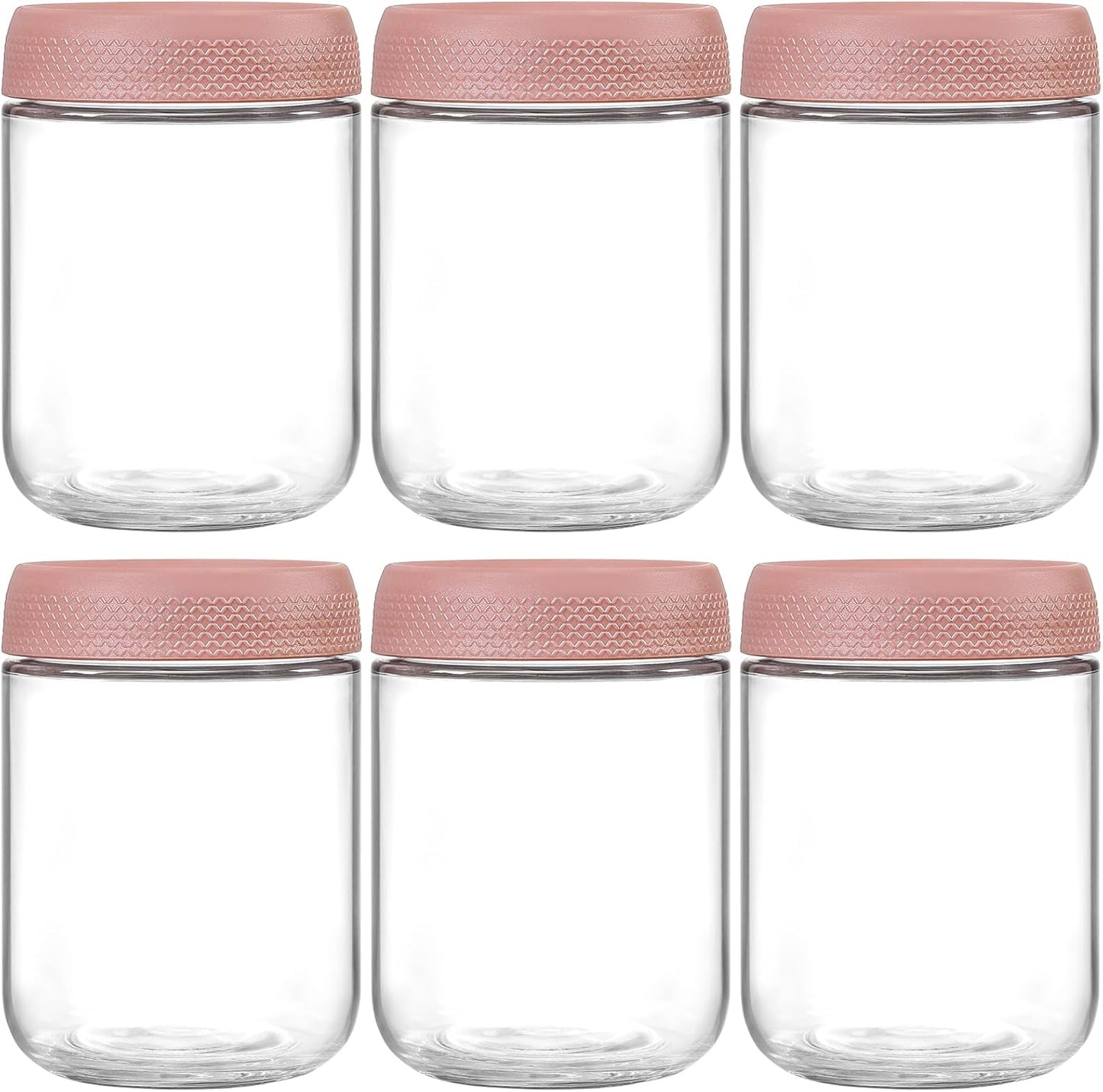 NETANY 6-pack 16 oz Overnight Oats Containers with Lids, Glass jars with Airtight Lids, Wide mouth Mason Salad jars, Glass Food Storage Containers for Snacks Yogurt Spice Sugar