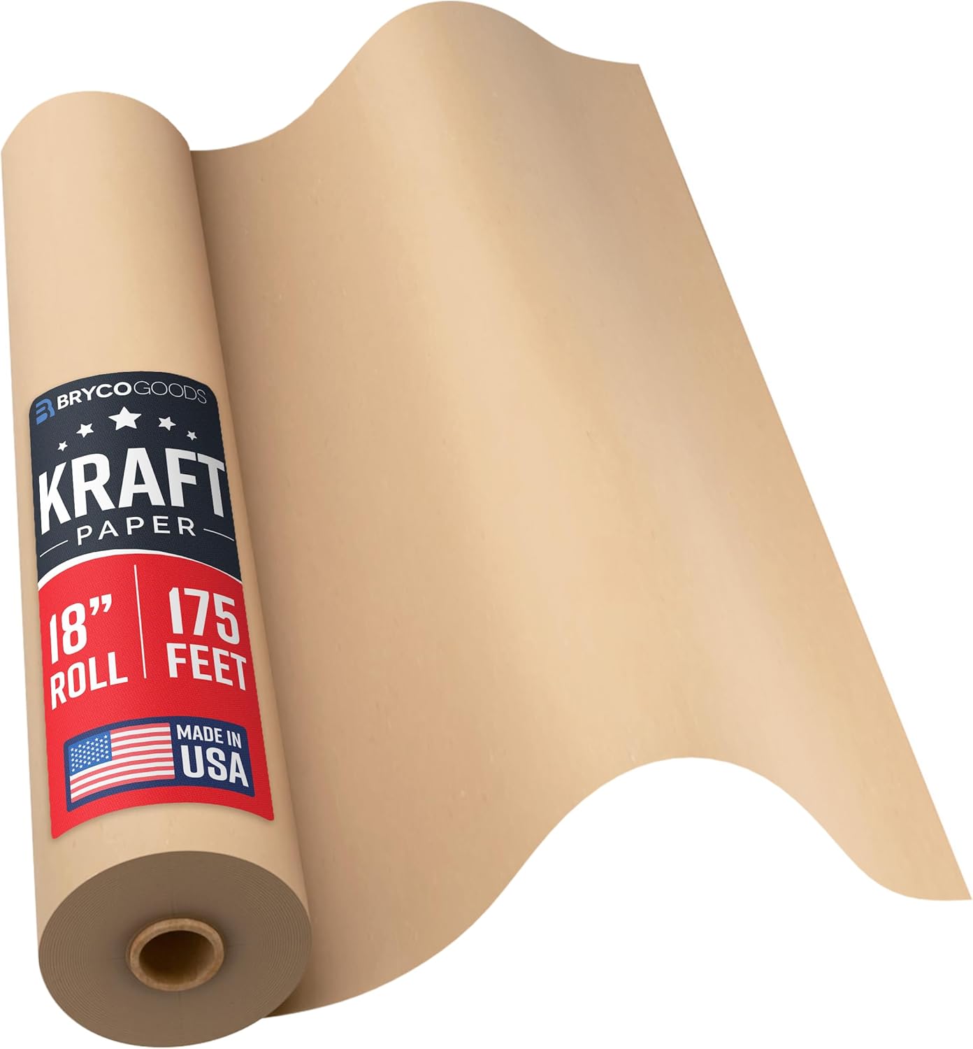 Large Brown Kraft Paper Roll - 36" x 1200" (100 ft) - Made in USA - Ideal for Gift Wrapping, Packing, Moving, Postal, Shipping, Parcel, Wall Art, Crafts, Bulletin Boards, Floor Cover or Table Runner