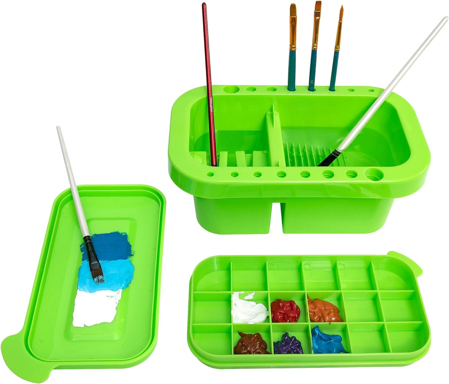 MyLifeUNIT Paint Brush Cleaner, Paint Brush Holder and Organizers with Palette for Acrylic, Watercolor, and Water-Based Paints (Grey)