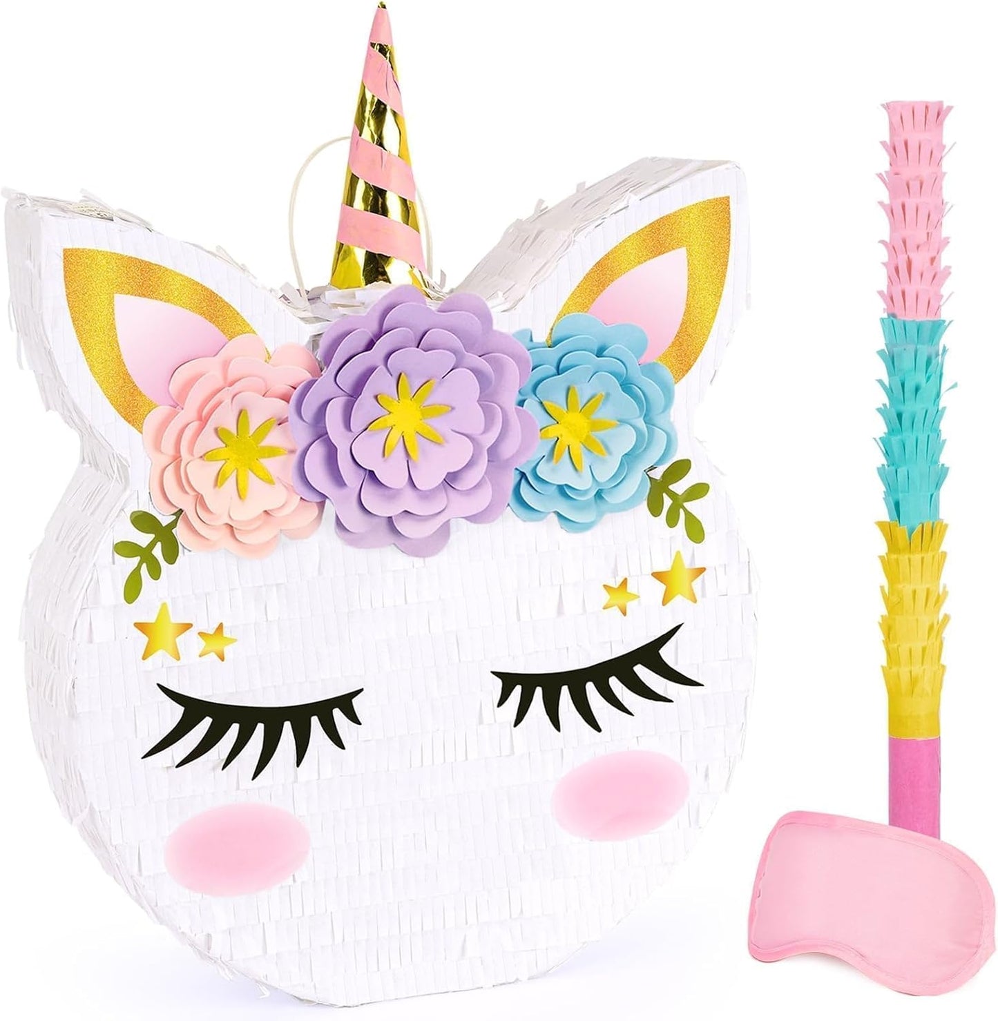 WERNNSAI Easter Bunny Piñata - Easter Rabbit Piñata Spring Pinata with Blindfold and Stick for Birthday Party Decoration Baby Shower School Activities Game Spring Party Game