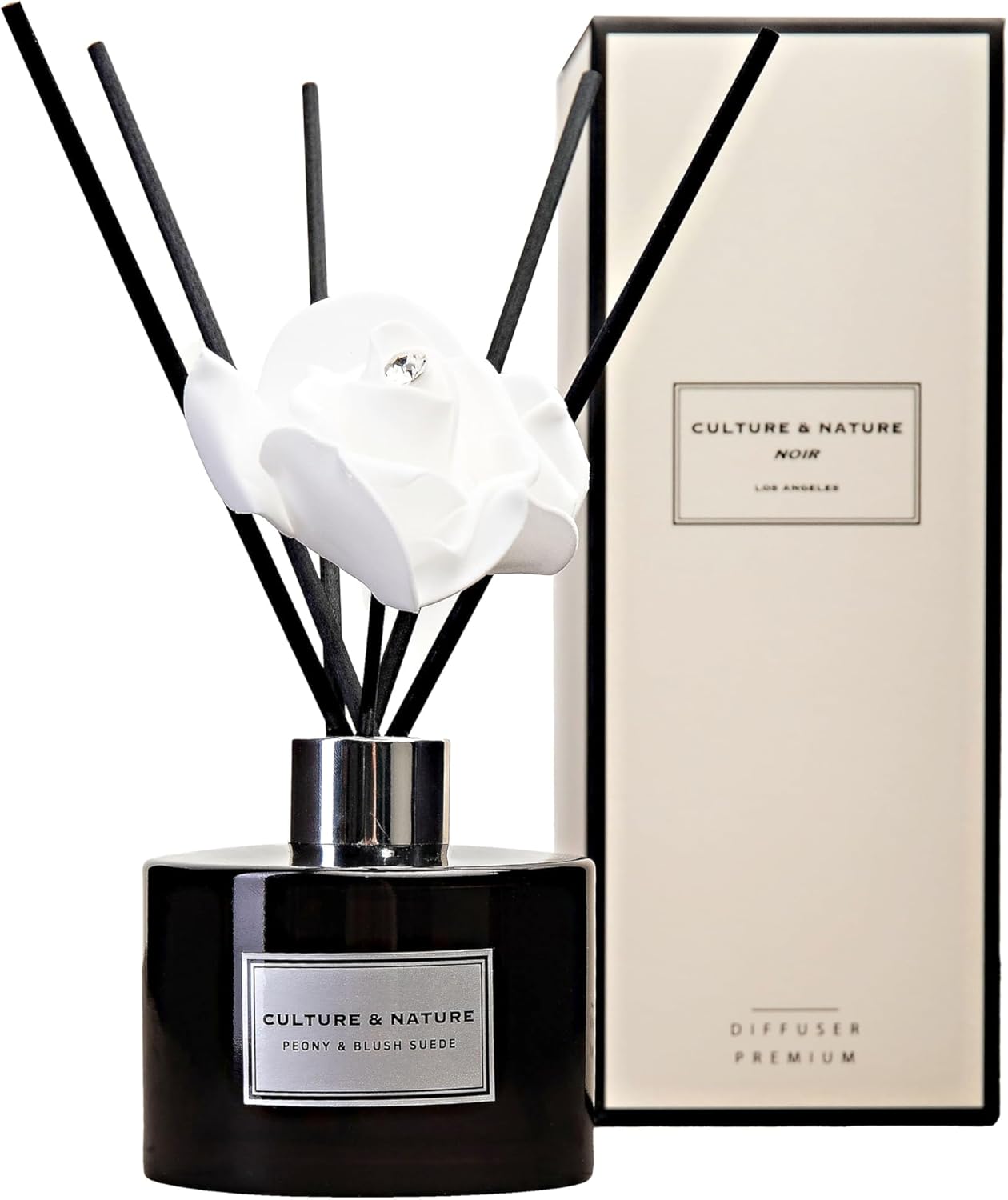 CULTURE & NATURE Reed Diffuser Set 6.7oz (200ml) Black Cherry Scented Diffuser with Sticks Home Fragrance Reed Diffuser for Bathroom Shelf Decor