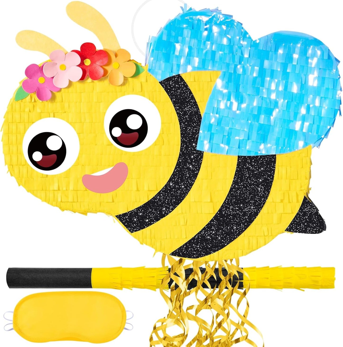 WERNNSAI Easter Bunny Piñata - Easter Rabbit Piñata Spring Pinata with Blindfold and Stick for Birthday Party Decoration Baby Shower School Activities Game Spring Party Game
