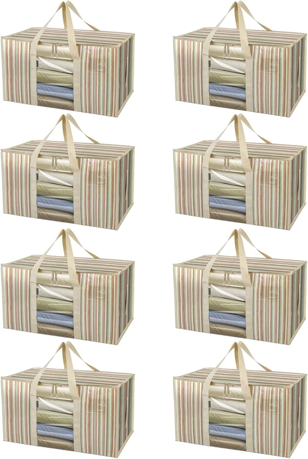 BALEINE 6-Pack Oversized Moving Bags with Reinforced Handles, Heavy-Duty Storage Tote for Clothes, Moving Supplies (Clear, 6-Pack)