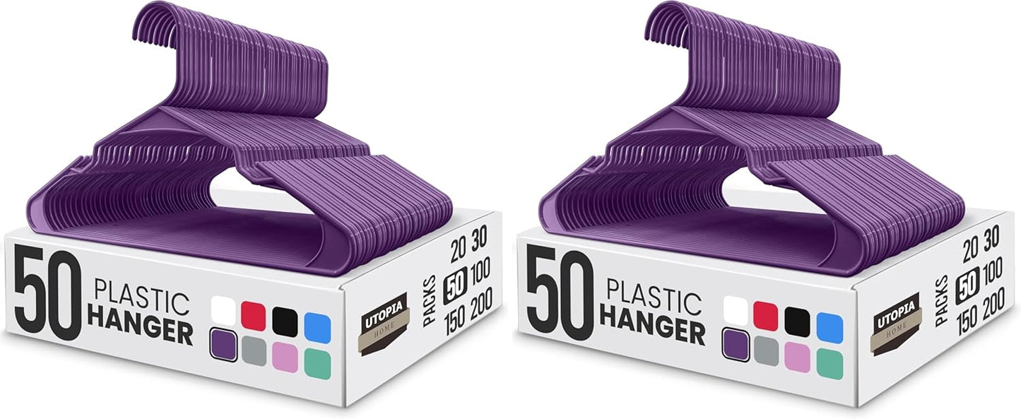 Utopia Home - Plastic Hangers 50 Pack - Space Saving Clothes Hanger - Durable and Strong Closet Organizers and Storage Makes It Ideal Stocking Stuffers or Apartment or Dorm Room Essentials (White)