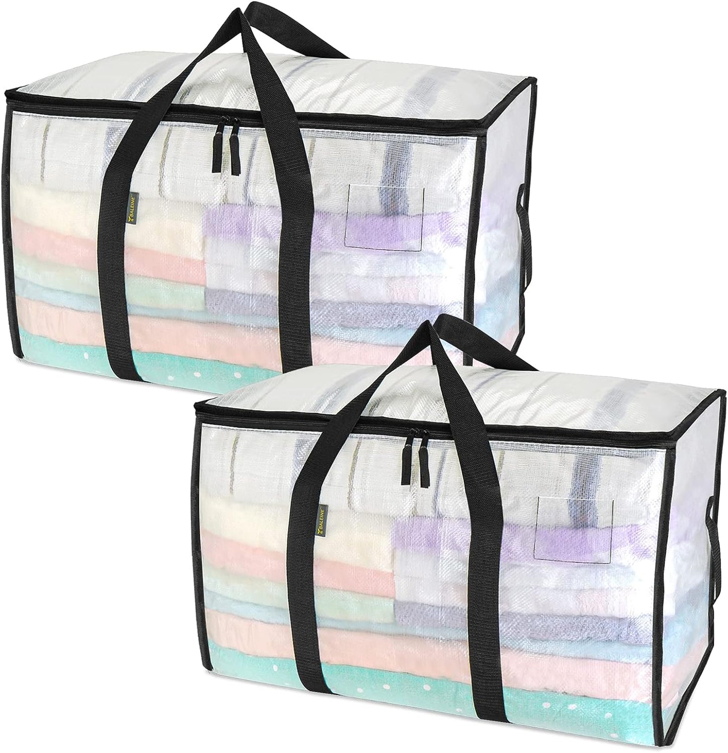 BALEINE 6-Pack Oversized Moving Bags with Reinforced Handles, Heavy-Duty Storage Tote for Clothes, Moving Supplies (Clear, 6-Pack)