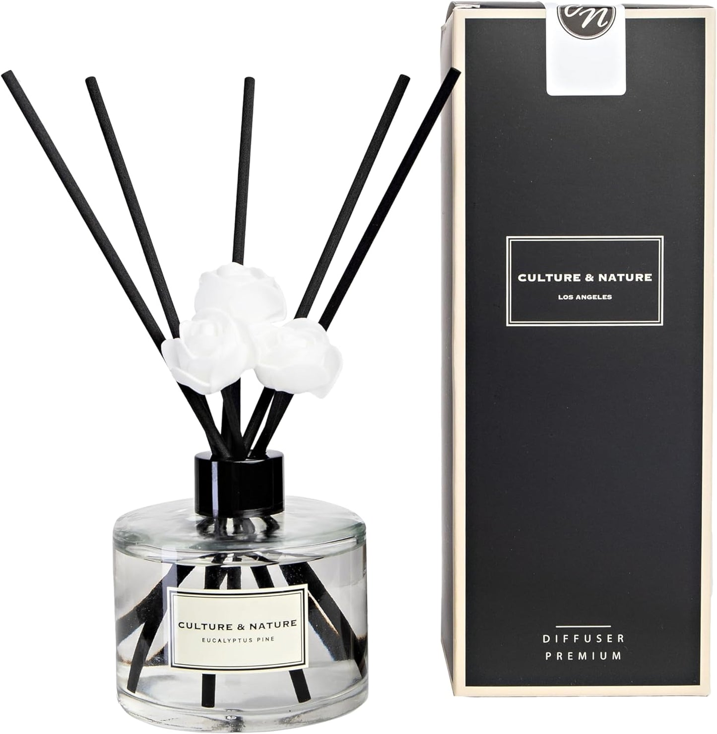 CULTURE & NATURE Reed Diffuser Set 6.7oz (200ml) Black Cherry Scented Diffuser with Sticks Home Fragrance Reed Diffuser for Bathroom Shelf Decor