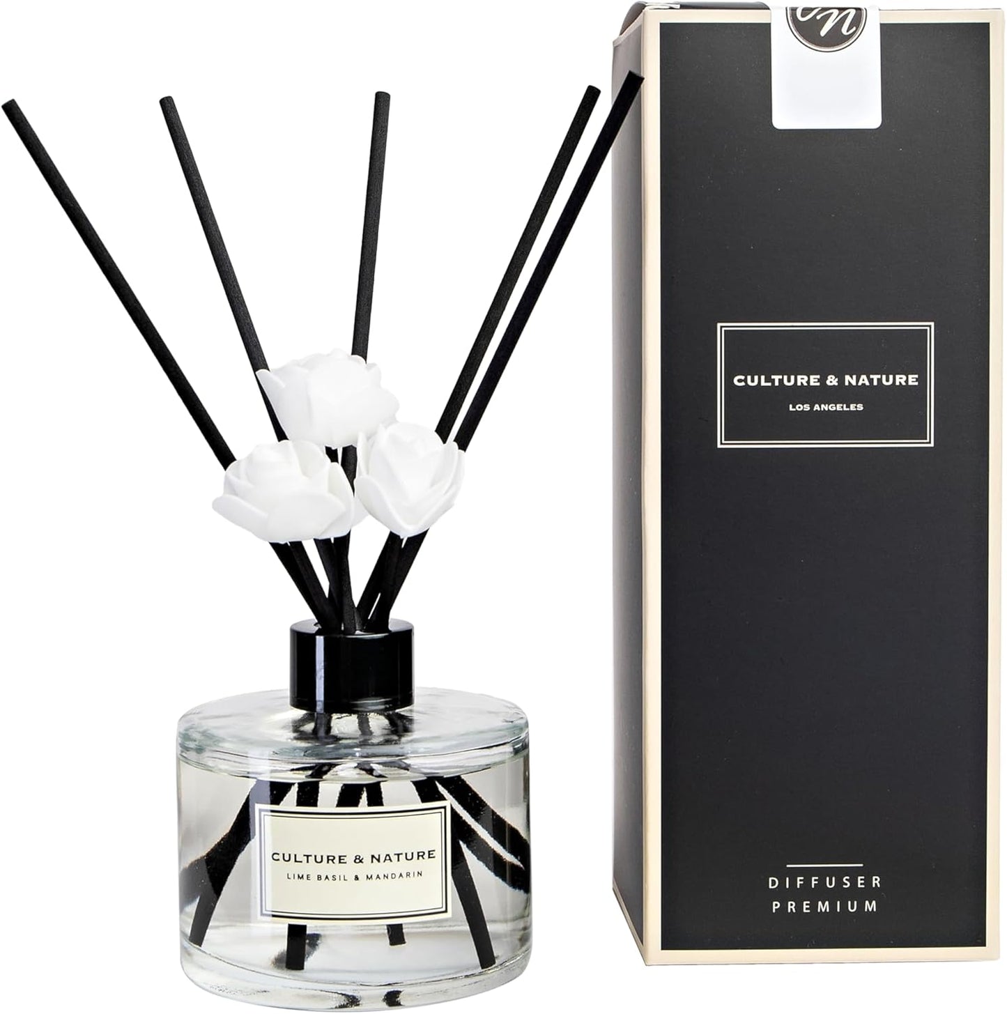 CULTURE & NATURE Reed Diffuser Set 6.7oz (200ml) Black Cherry Scented Diffuser with Sticks Home Fragrance Reed Diffuser for Bathroom Shelf Decor
