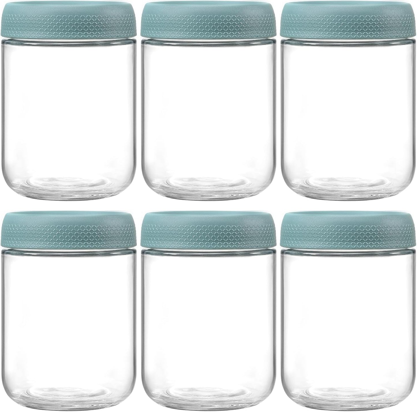 NETANY 6-pack 16 oz Overnight Oats Containers with Lids, Glass jars with Airtight Lids, Wide mouth Mason Salad jars, Glass Food Storage Containers for Snacks Yogurt Spice Sugar