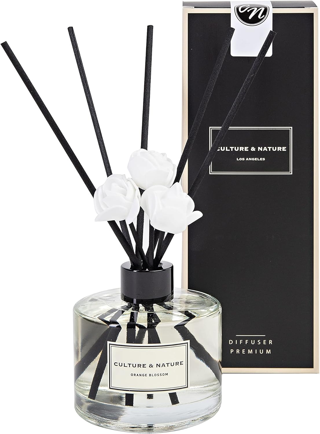 CULTURE & NATURE Reed Diffuser Set 6.7oz (200ml) Black Cherry Scented Diffuser with Sticks Home Fragrance Reed Diffuser for Bathroom Shelf Decor