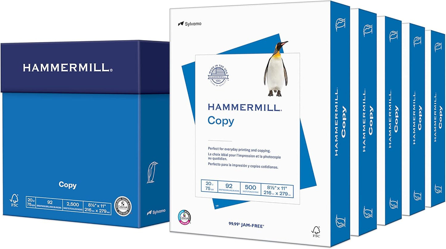 Hammermill Printer Paper, 20 lb Copy, 8.5 x 11-8 Ream (4,000 Sheets) - 92 Bright, Made in the USA