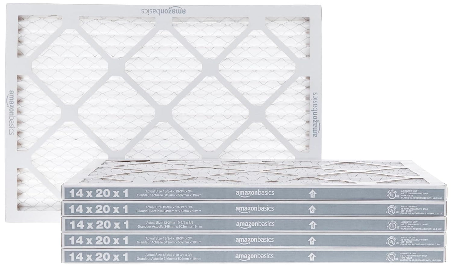 Amazon Basics 20x20x1 Air Filter 6-Pack, MERV 11 AC Furnace Filters, Dust, Pet, Allergy Control, Electrostatic (Actual Size: 19.75 x 19.75 x .75)