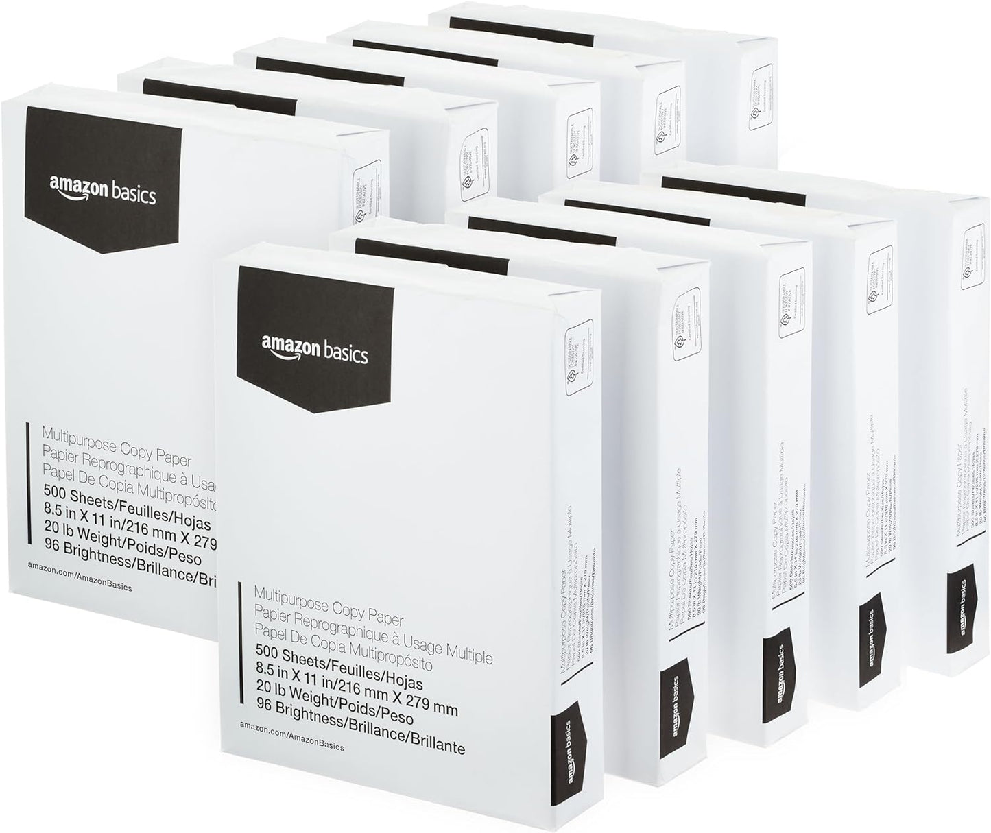 Amazon Basics Multipurpose Copy Printer Paper, 8.5 x 11 Inches, 24 lb Weight, 97 Bright White, 1500 Sheets (3 Packs of 500), for Inkjet and Laser