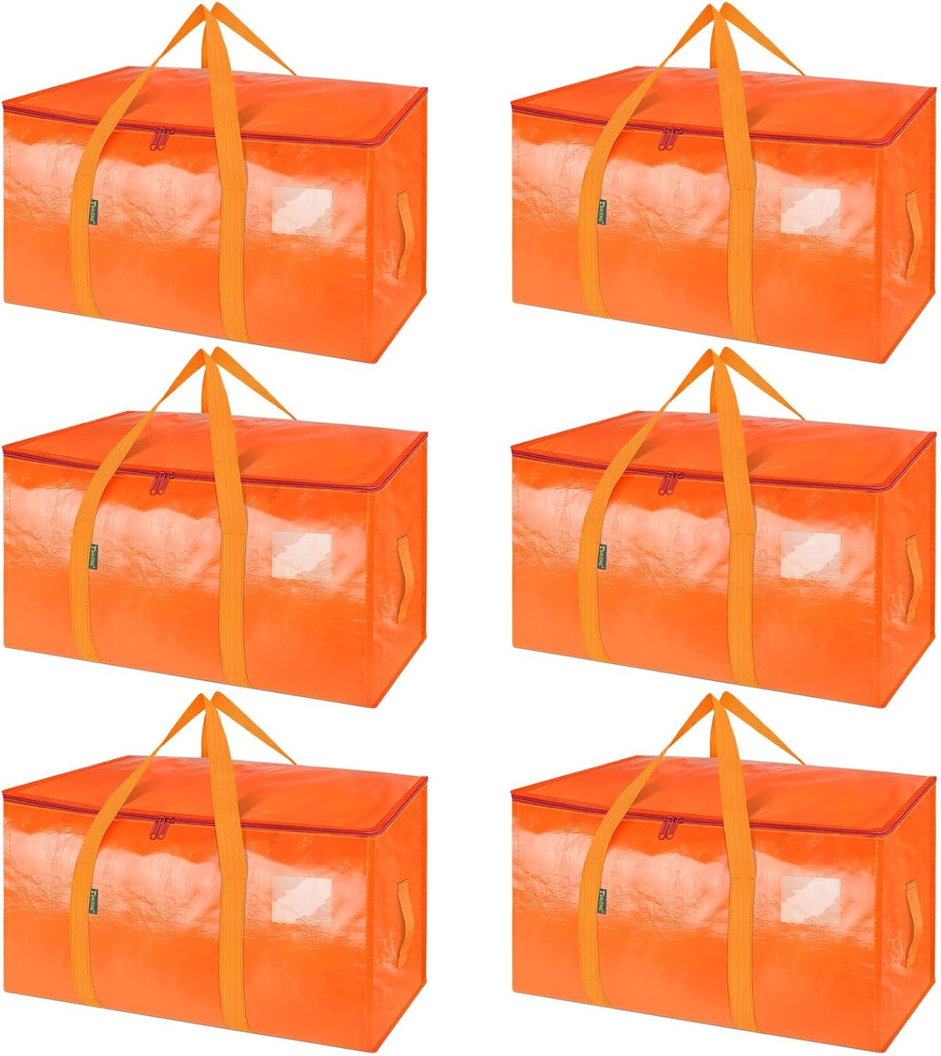 BALEINE 6-Pack Oversized Moving Bags with Reinforced Handles, Heavy-Duty Storage Tote for Clothes, Moving Supplies (Clear, 6-Pack)