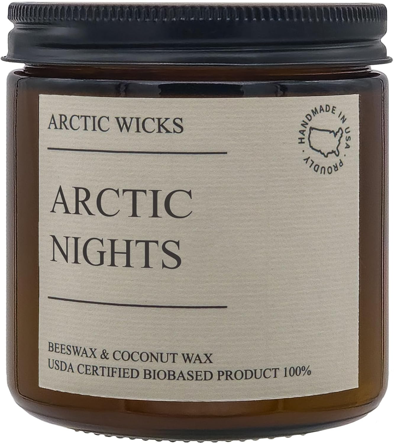 Peppermint & Eucalyptus Candle | Arctic Wicks Non Toxic Coconut Beeswax Candles | Natural Coconut Beeswax 16oz Amber Jar | Spa Wellness Candles Wax Non-Toxic Clean Burn 100% USDA Certified Biobased