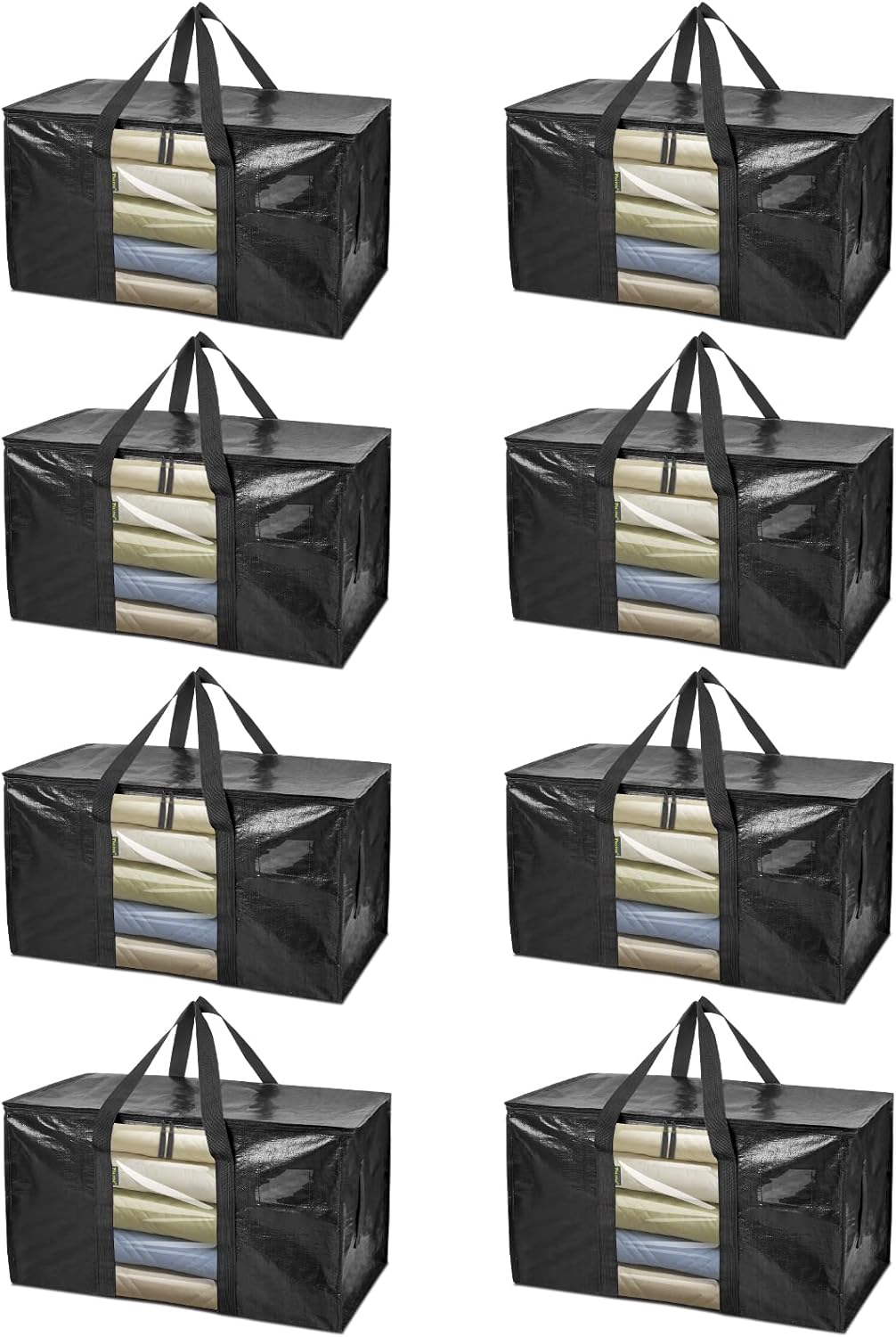 BALEINE 6-Pack Oversized Moving Bags with Reinforced Handles, Heavy-Duty Storage Tote for Clothes, Moving Supplies (Clear, 6-Pack)