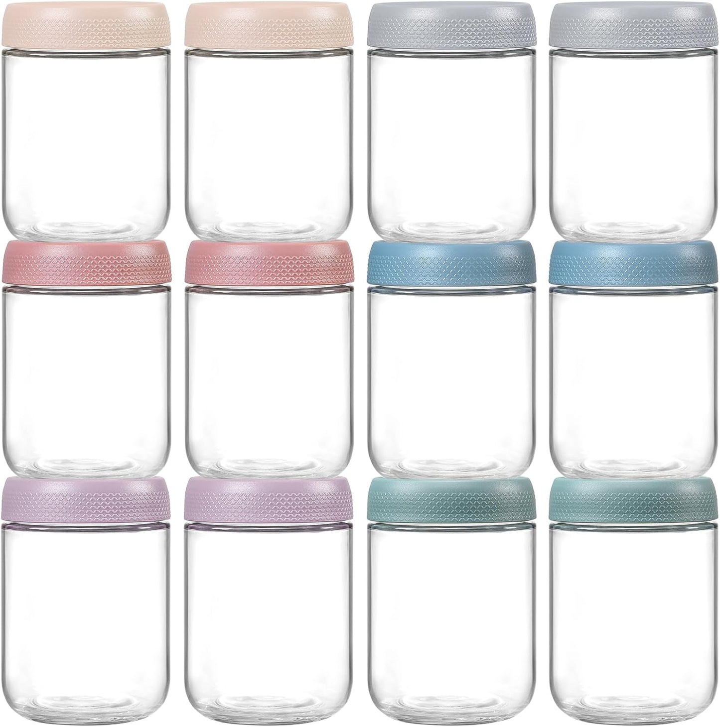 NETANY 6-pack 16 oz Overnight Oats Containers with Lids, Glass jars with Airtight Lids, Wide mouth Mason Salad jars, Glass Food Storage Containers for Snacks Yogurt Spice Sugar