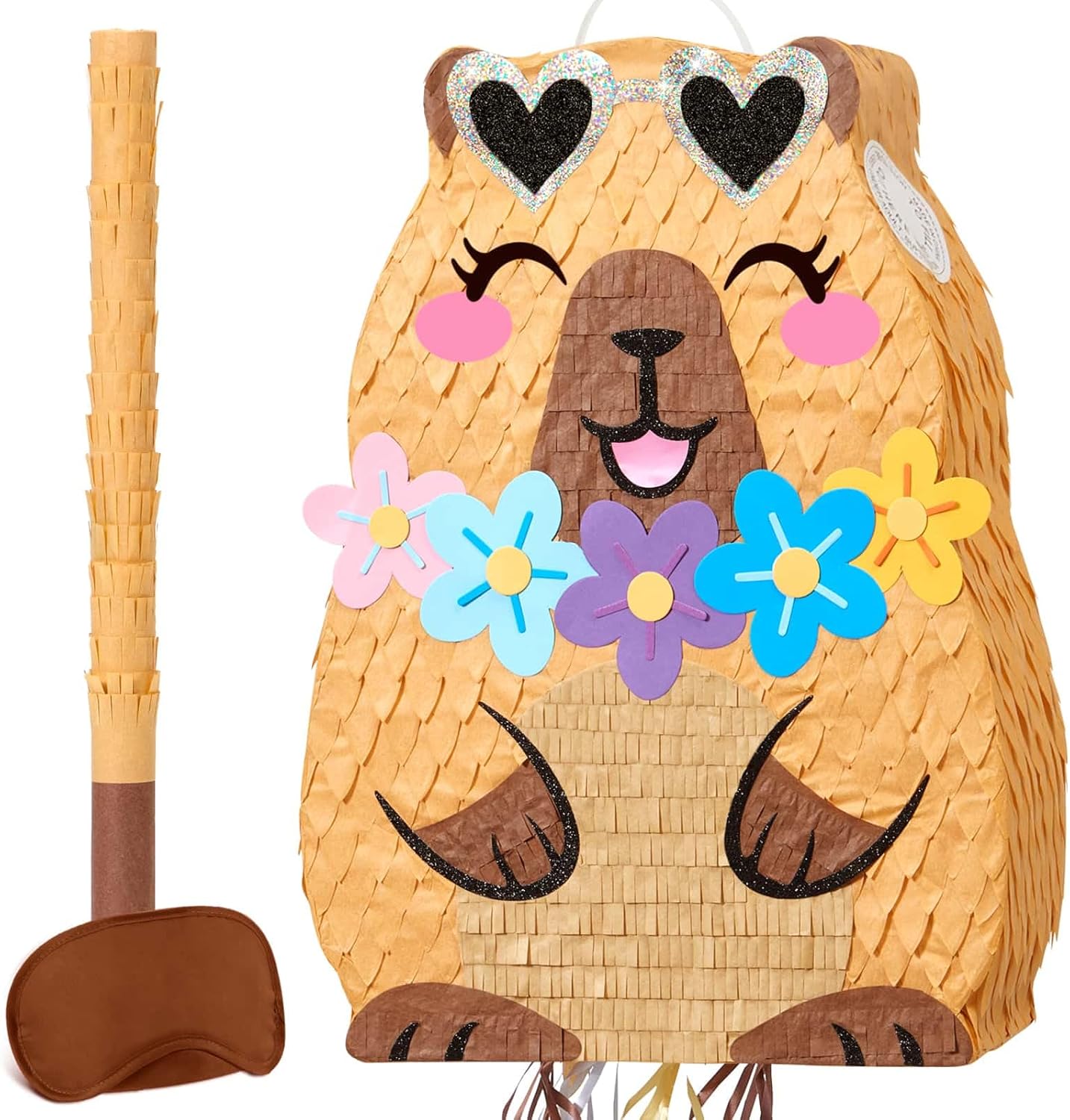 WERNNSAI Easter Bunny Piñata - Easter Rabbit Piñata Spring Pinata with Blindfold and Stick for Birthday Party Decoration Baby Shower School Activities Game Spring Party Game