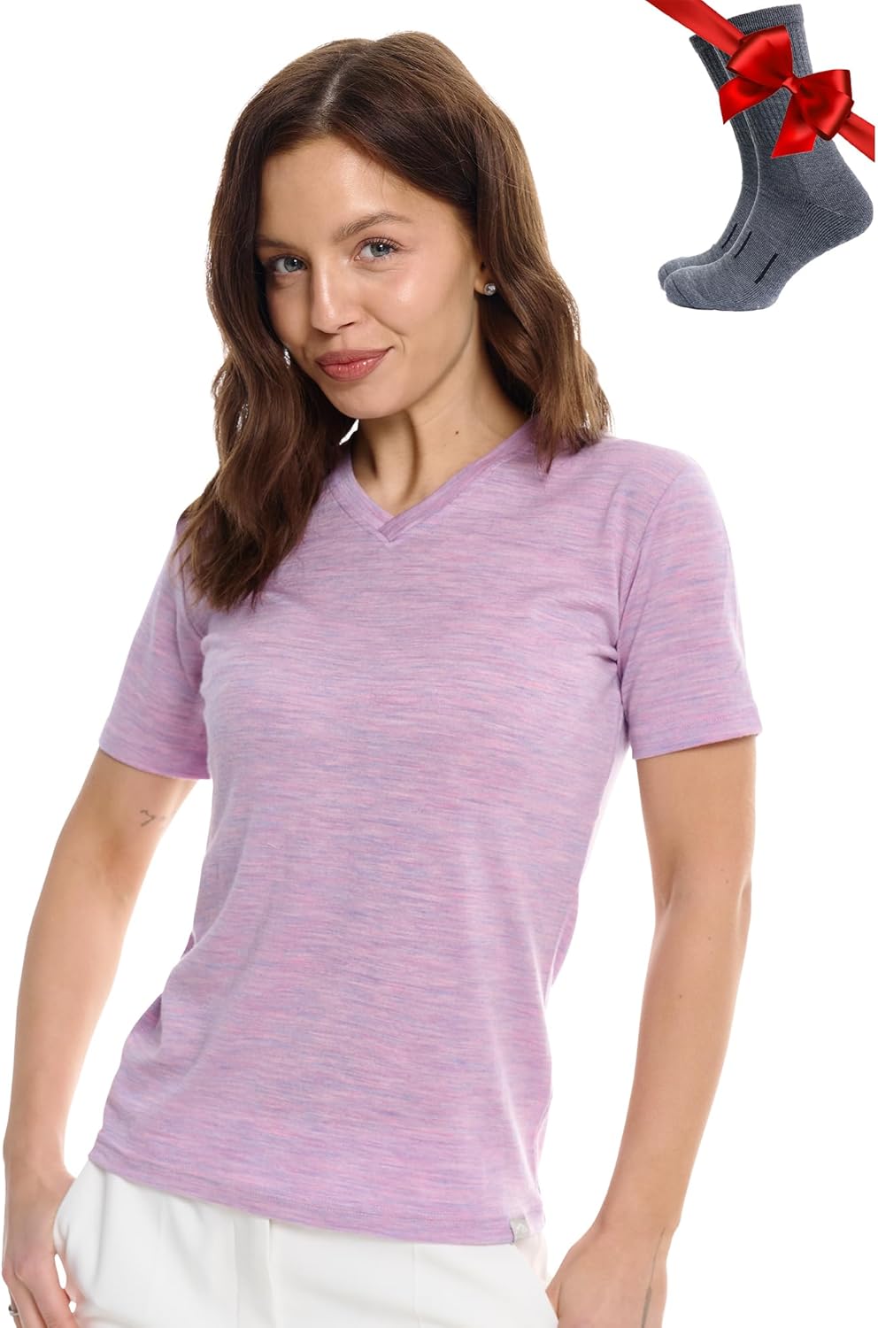 Merino.tech Merino Wool T Shirt Women - 100% Merino Wool Base Layer Women Short Sleeve Moisture-Wicking Tee and Hiking Socks