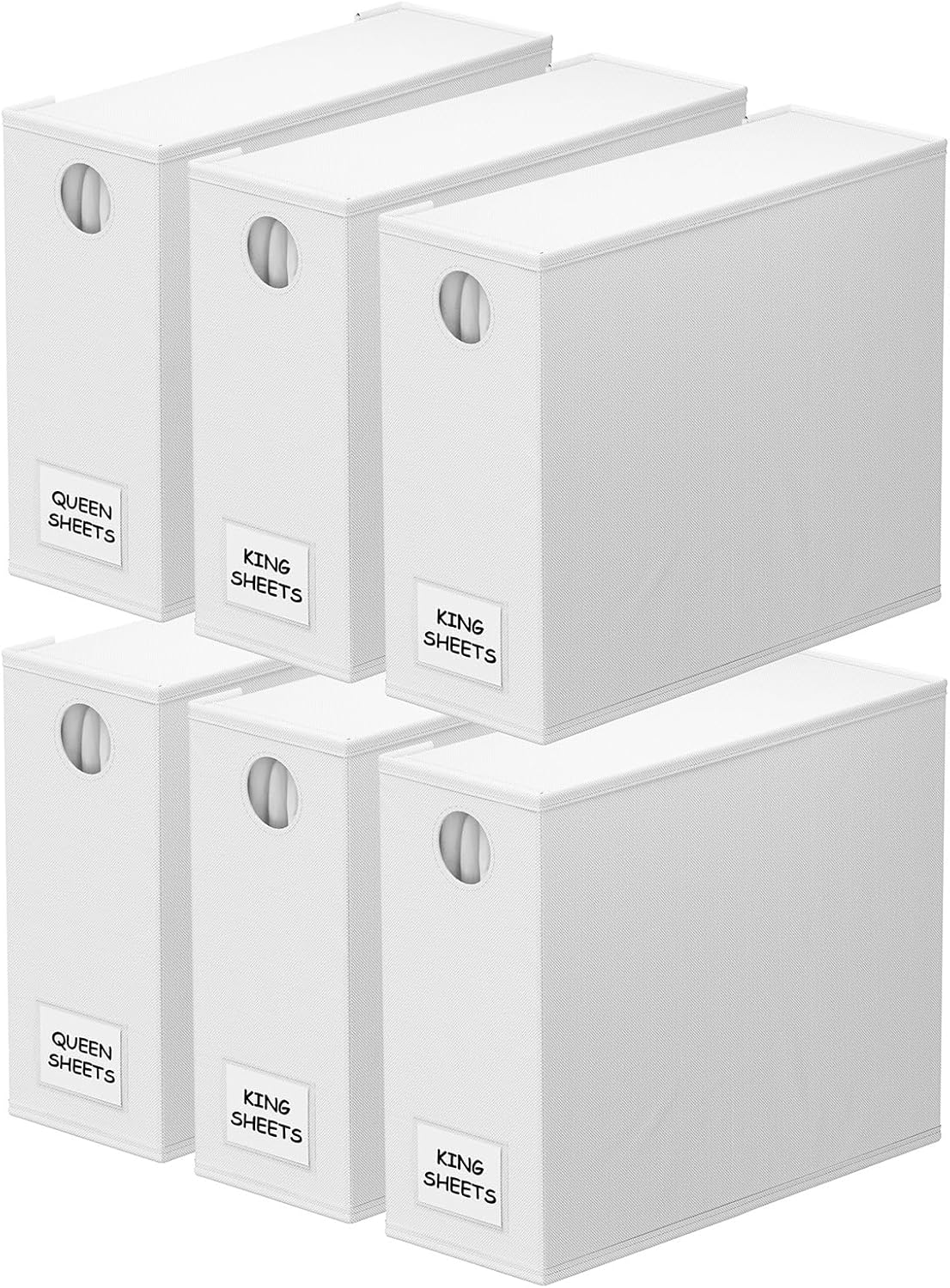 SpaceAid 4 Pack Bed Sheet Organizers and Storage, Foldable Organizer for Linen Closet, Sheets Set Folder Keeper with Window XL (Queen & King Size) Organizing Bedding Container, Gray 91ZDSN-SL01-G4