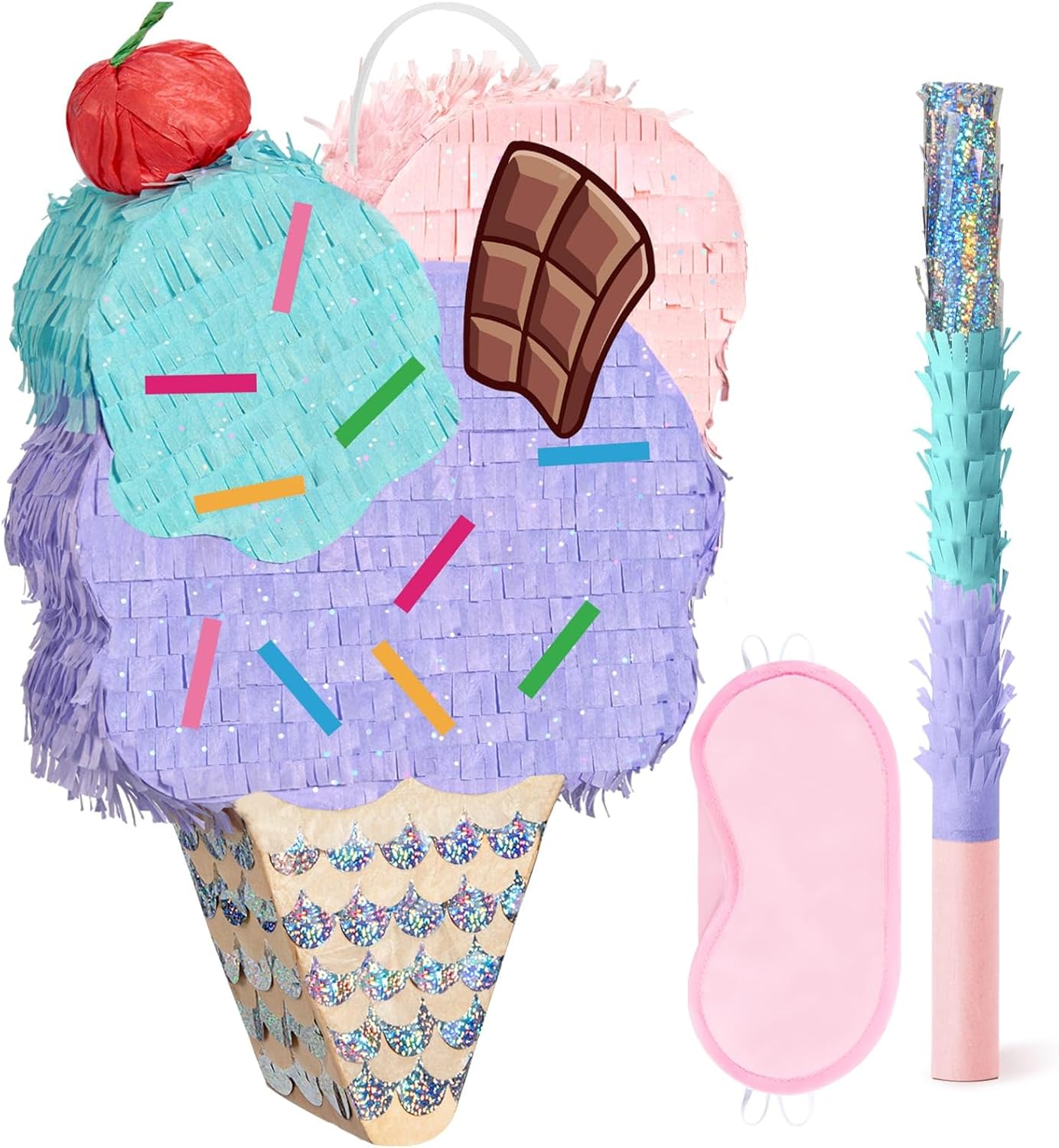 WERNNSAI Easter Bunny Piñata - Easter Rabbit Piñata Spring Pinata with Blindfold and Stick for Birthday Party Decoration Baby Shower School Activities Game Spring Party Game