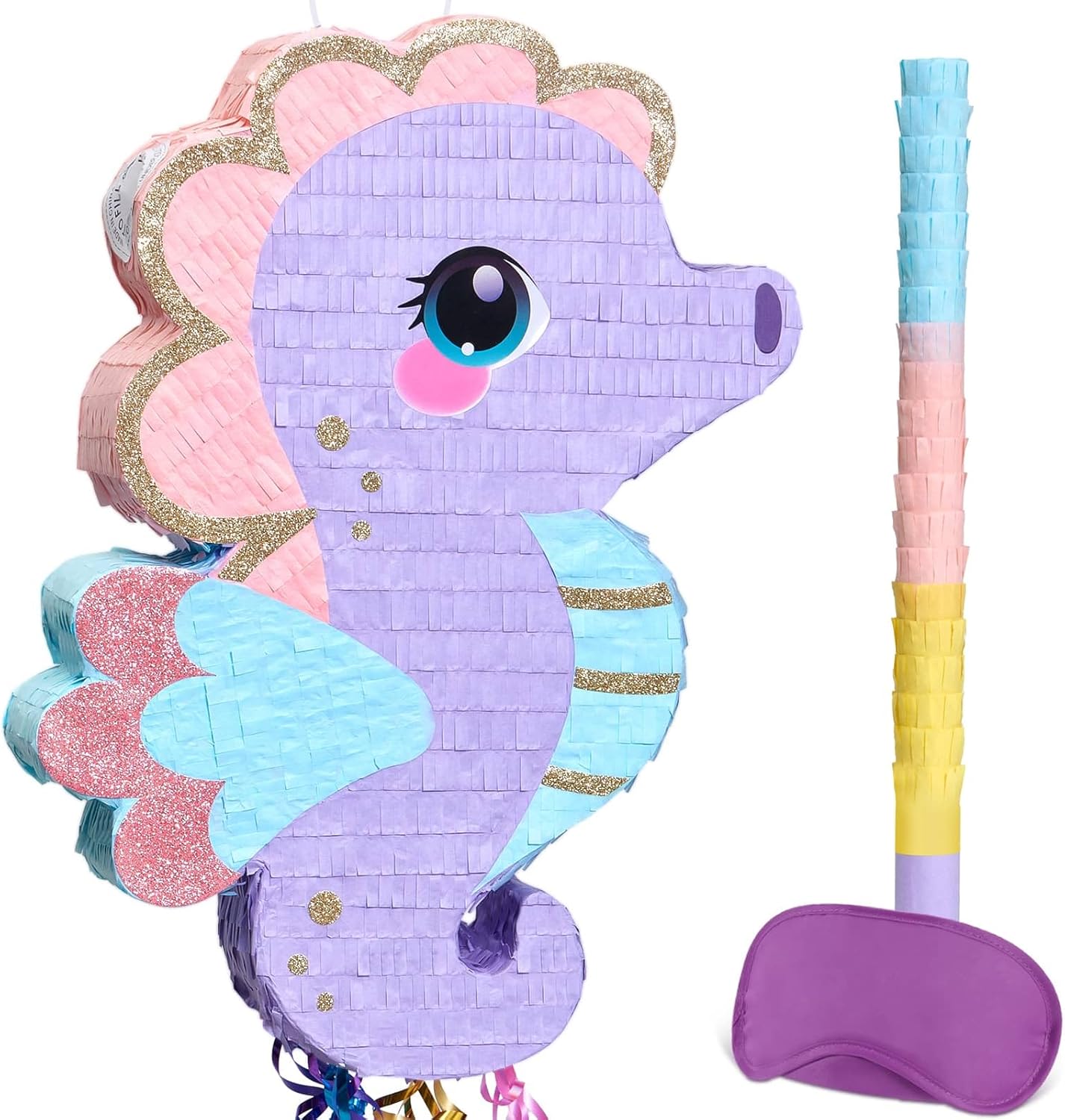 WERNNSAI Easter Bunny Piñata - Easter Rabbit Piñata Spring Pinata with Blindfold and Stick for Birthday Party Decoration Baby Shower School Activities Game Spring Party Game